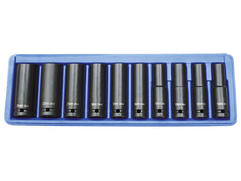 Schlagschraubereinsätze, tiefe Ausführung, 1/2'', 10-tlg.