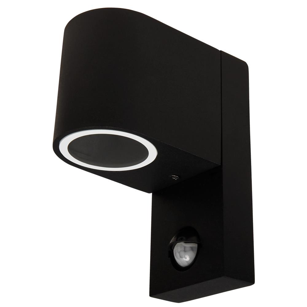Wandleuchte McShine ''Oval-A'' schwarz, IP44, 1x GU10, Bewegungsmelder