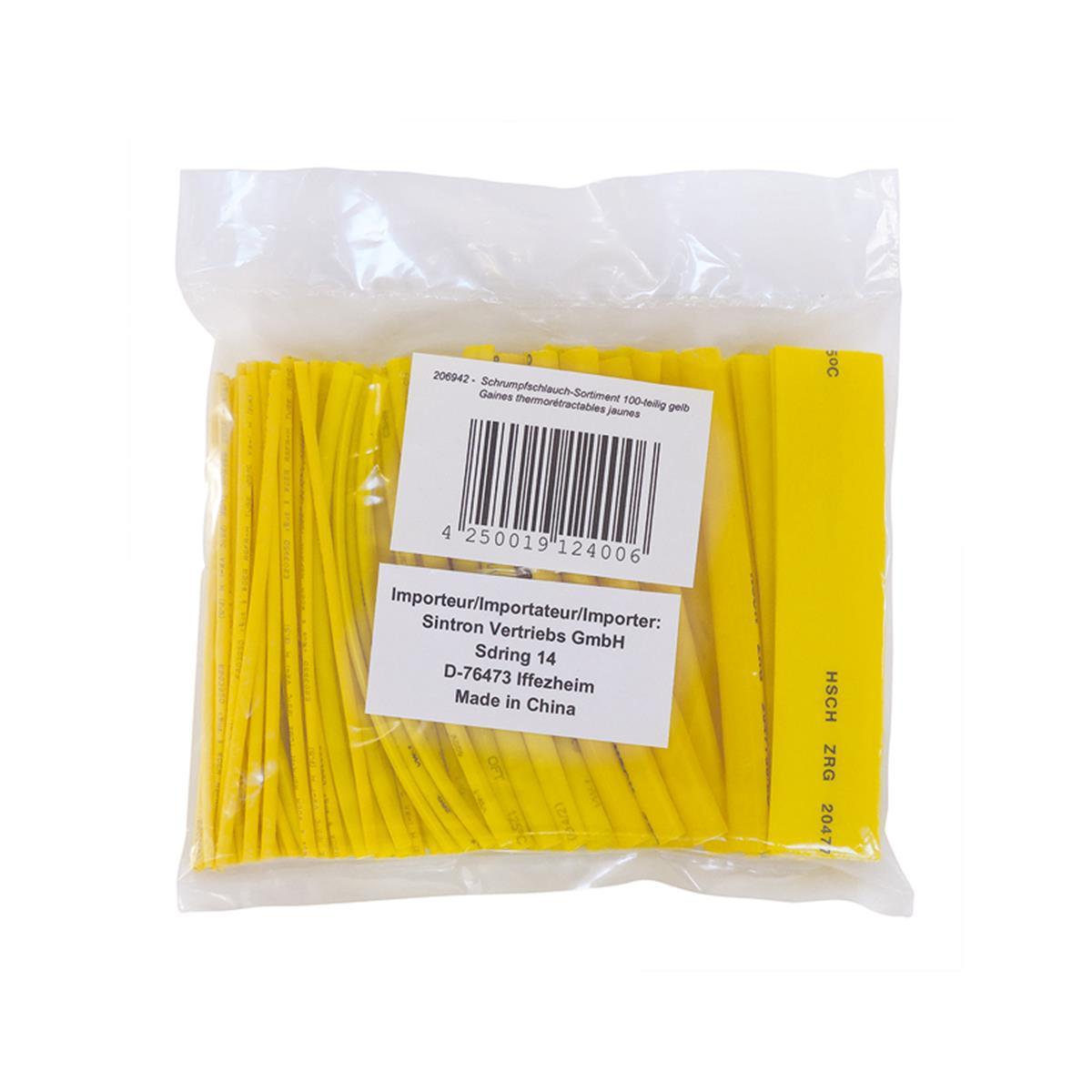 Schrumpfschlauch-Sortiment 100-teilig gelb in Sortimentstüte