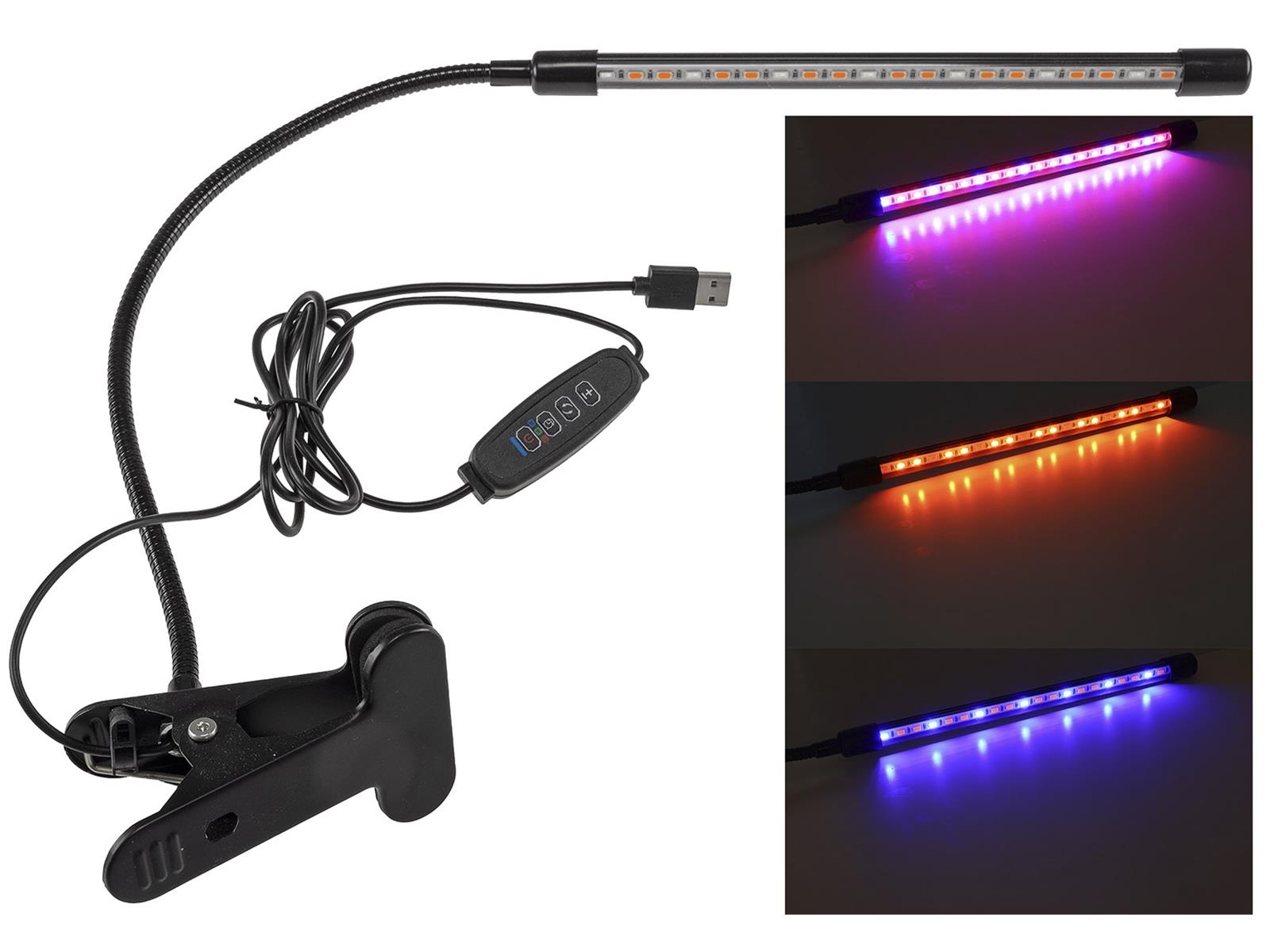 LED Pflanzenlampe "CT-PFL" Rot+Blau1-fach, Klemmhalter, Kabel-Fernbedienung