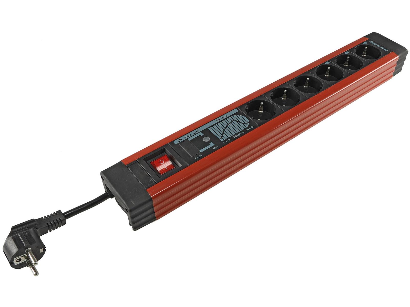 Steckdosenleiste "Supra-Line PC" 6-fachNetzfilter, ÜS-Schutz, 3m Leitung
