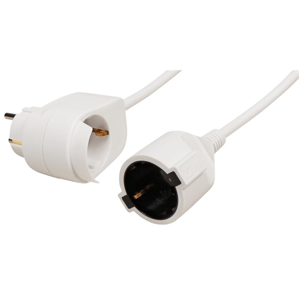 Netz- Verlägerungskabel 5m mit Steckdosenadapter, Schutzk. Stecker > Kupplung