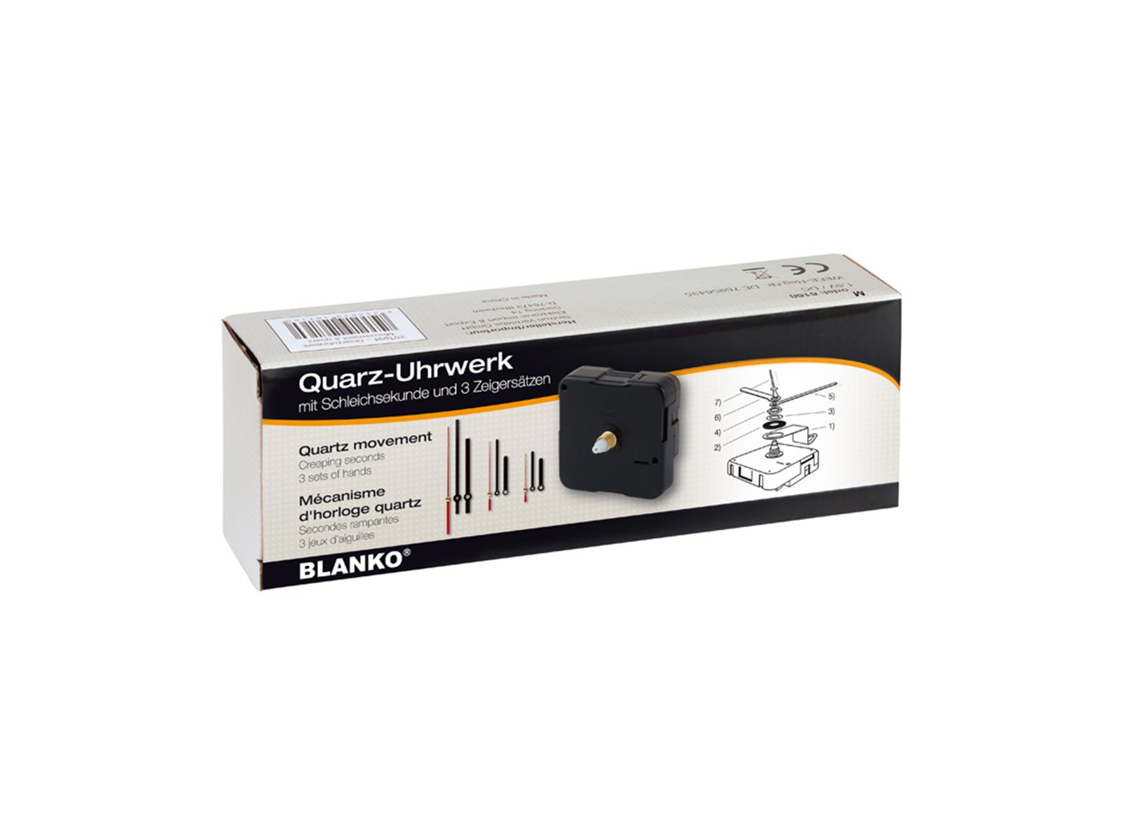 Quarz-Uhrwerk mit 3 Zeigersätzen Version Schleichsekunde BLANKO
