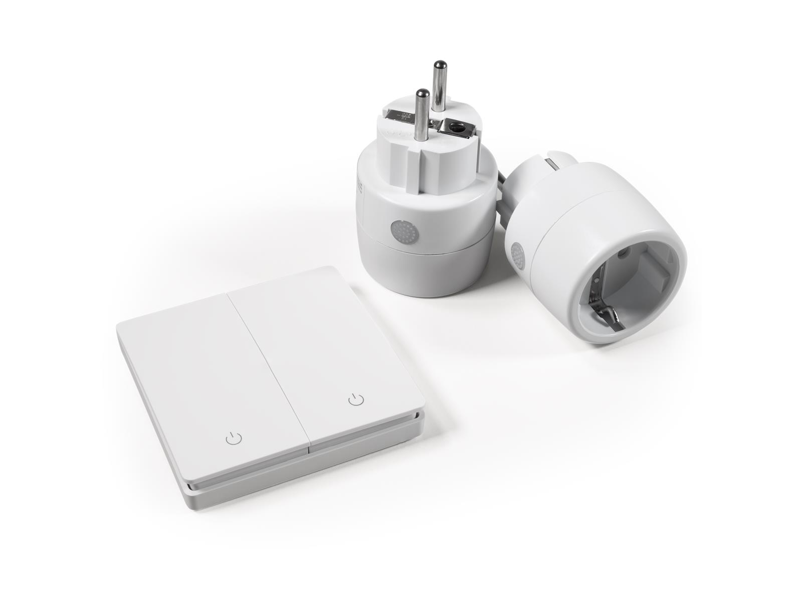 Funk-Schalter Set McPower ''Kinetic'' 2x Steckdose + 2-fach Wandtaster, max. 2300W