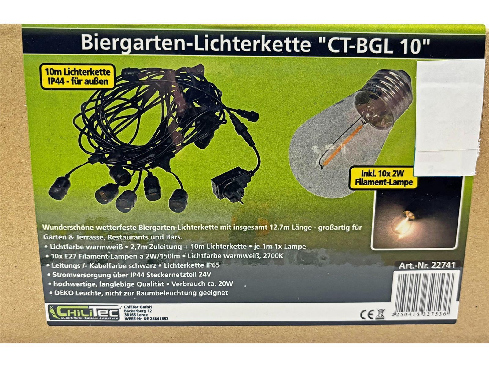 Biergarten-Lichterkette "CT-BGL 15"1,5 + 12,5m, 15x Filamentlampe 0,8W
