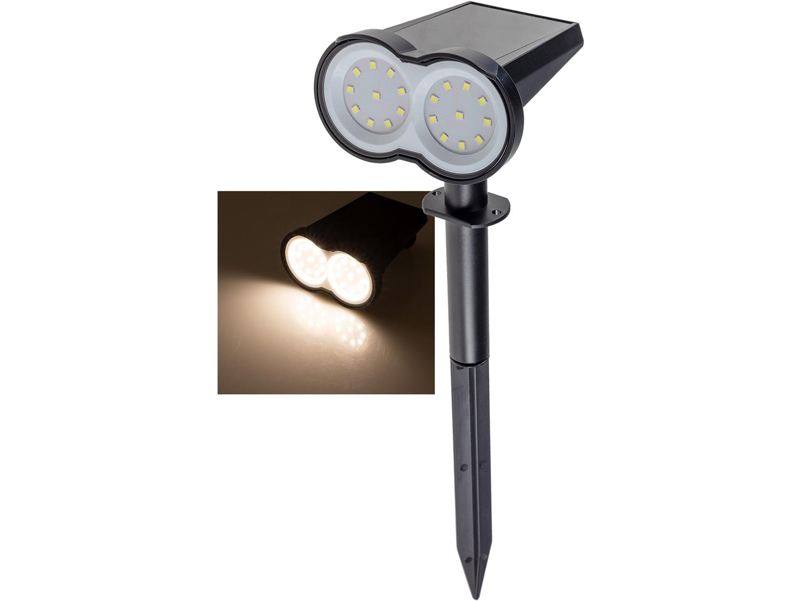 Gartenstrahler Solar mit Erdspieß, 80lm Dämmerungssensor, IP65