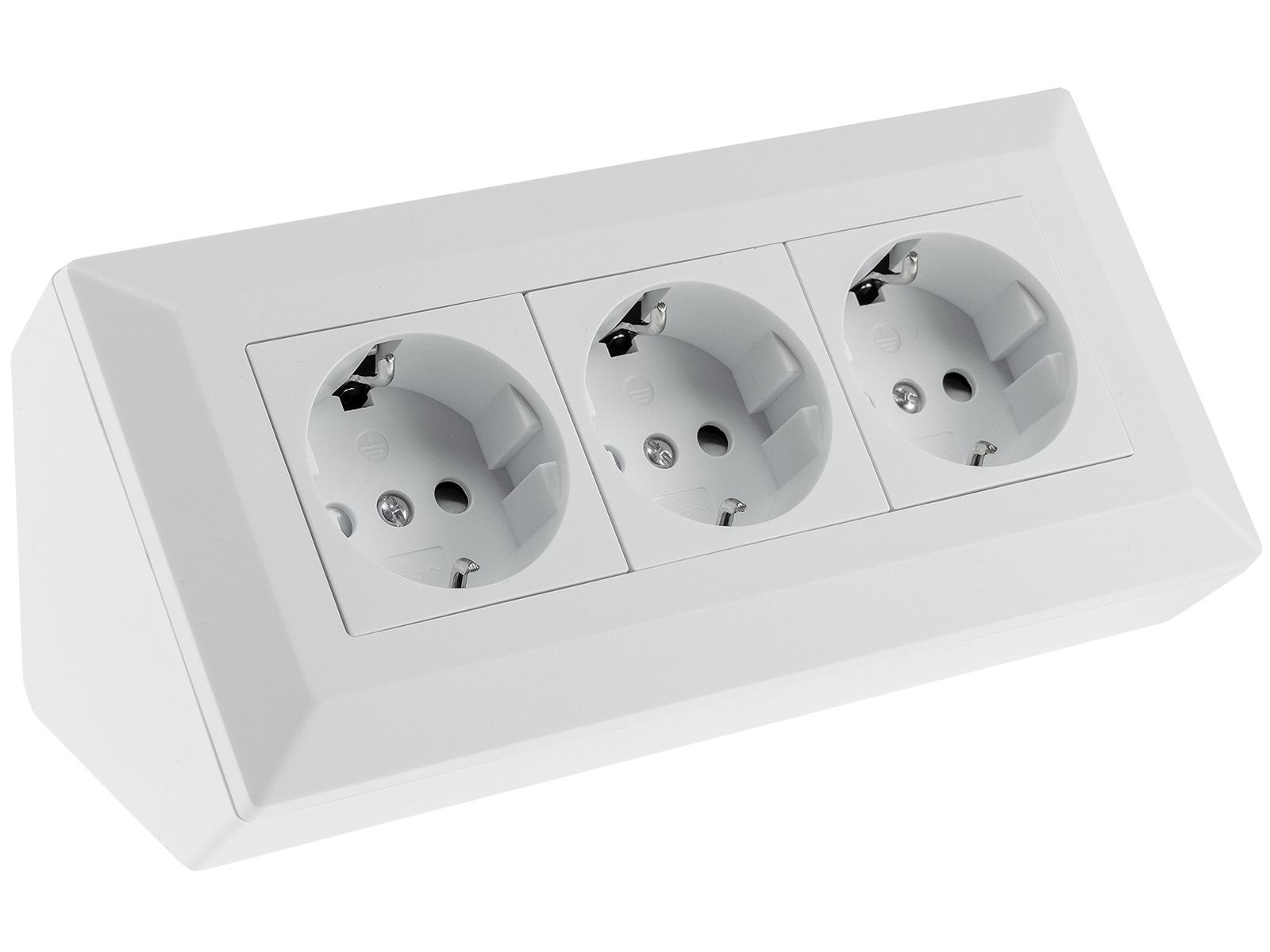 3-fach Steckdosenblock, weiß matt250V~/ 16A, Aufbaumontage