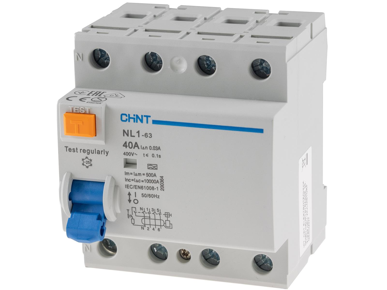 FI-Schalter CHINT ''NL1 63'', 4-polig, 40A