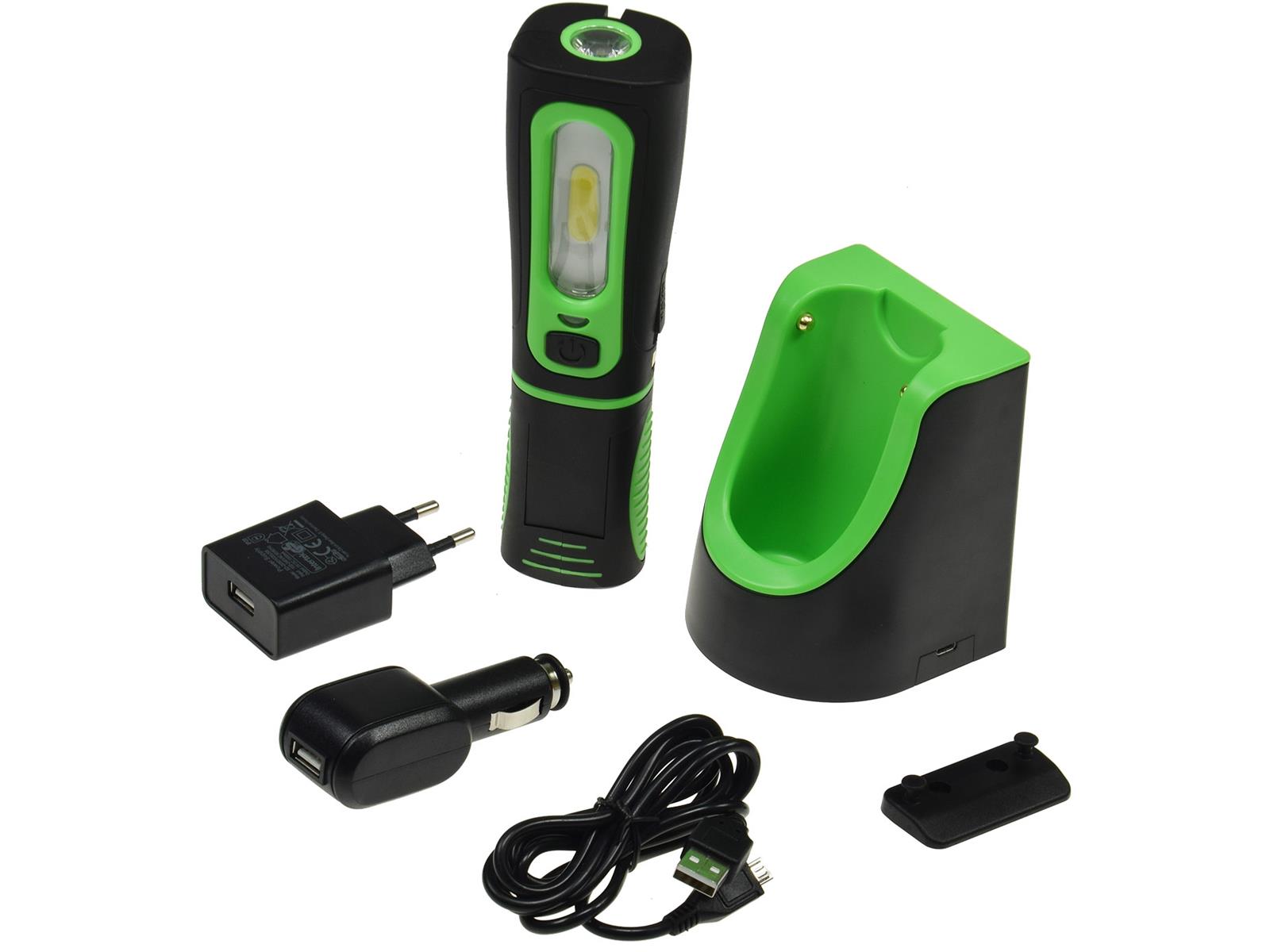 LED Stableuchte mit Akku "FlexiLED 300+"Ladeschale, Magnethalter, 3W, 250lm,IP44