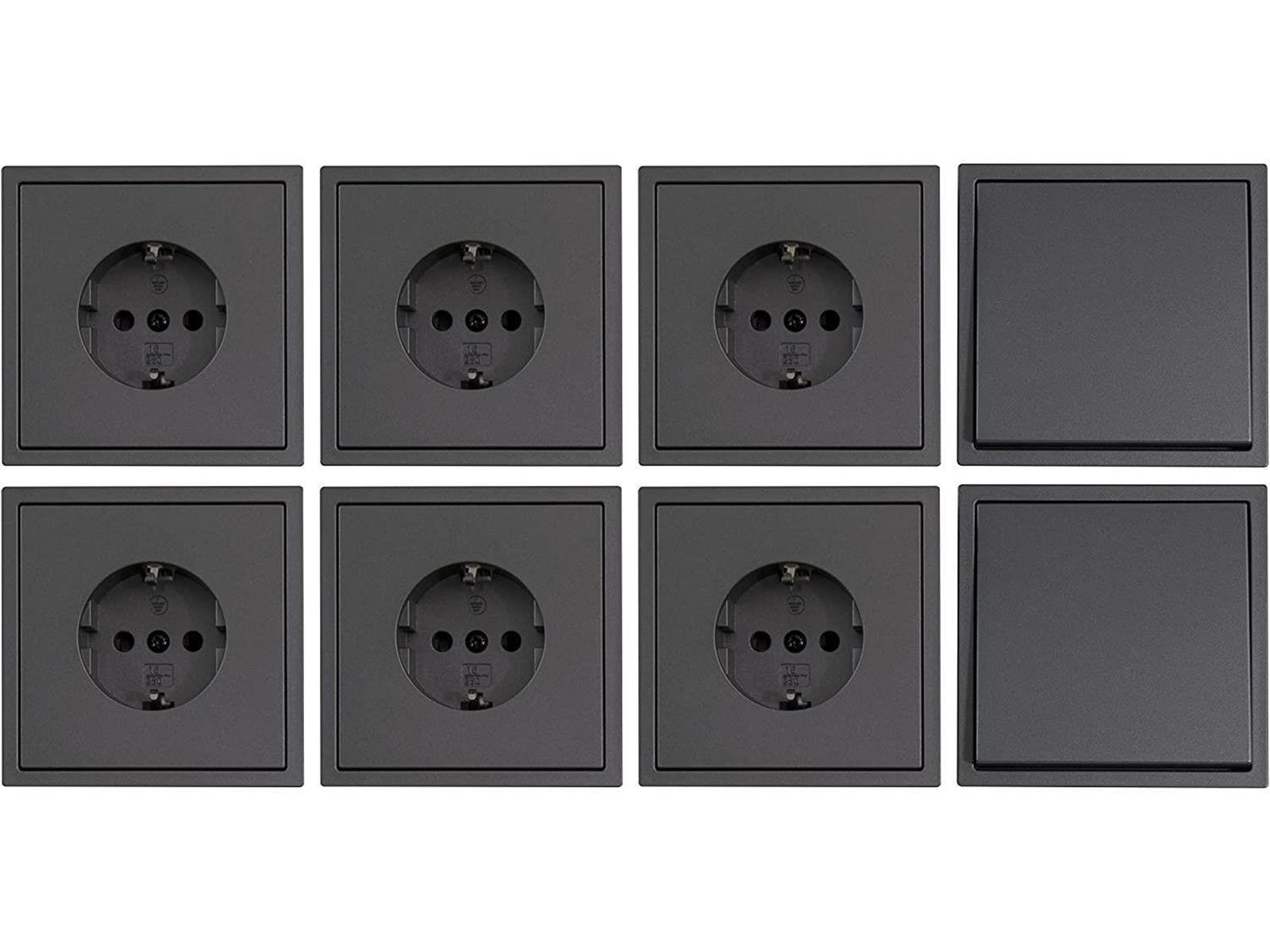 Schalter und Steckdosen Set McPower Shallow ''Einsteiger'' 16-teilig, anthrazit