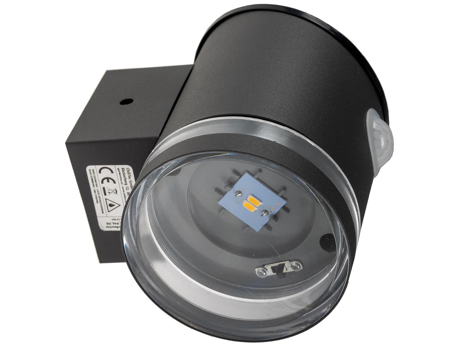 LED Solar Wandleuchte "SWL 119-A" PIR Bewegungsmelder, IP44, anthrazit