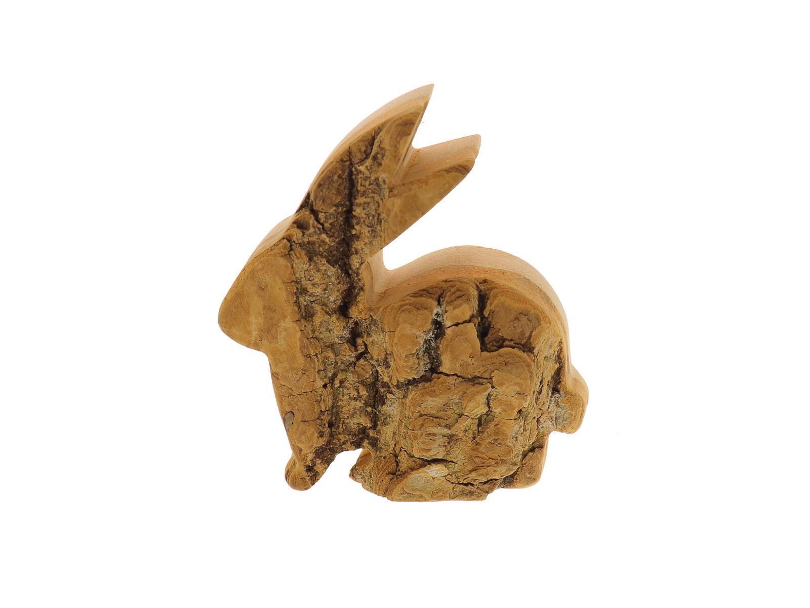 Dekoartikel Hase mit Rinde aus Holz 8 cm