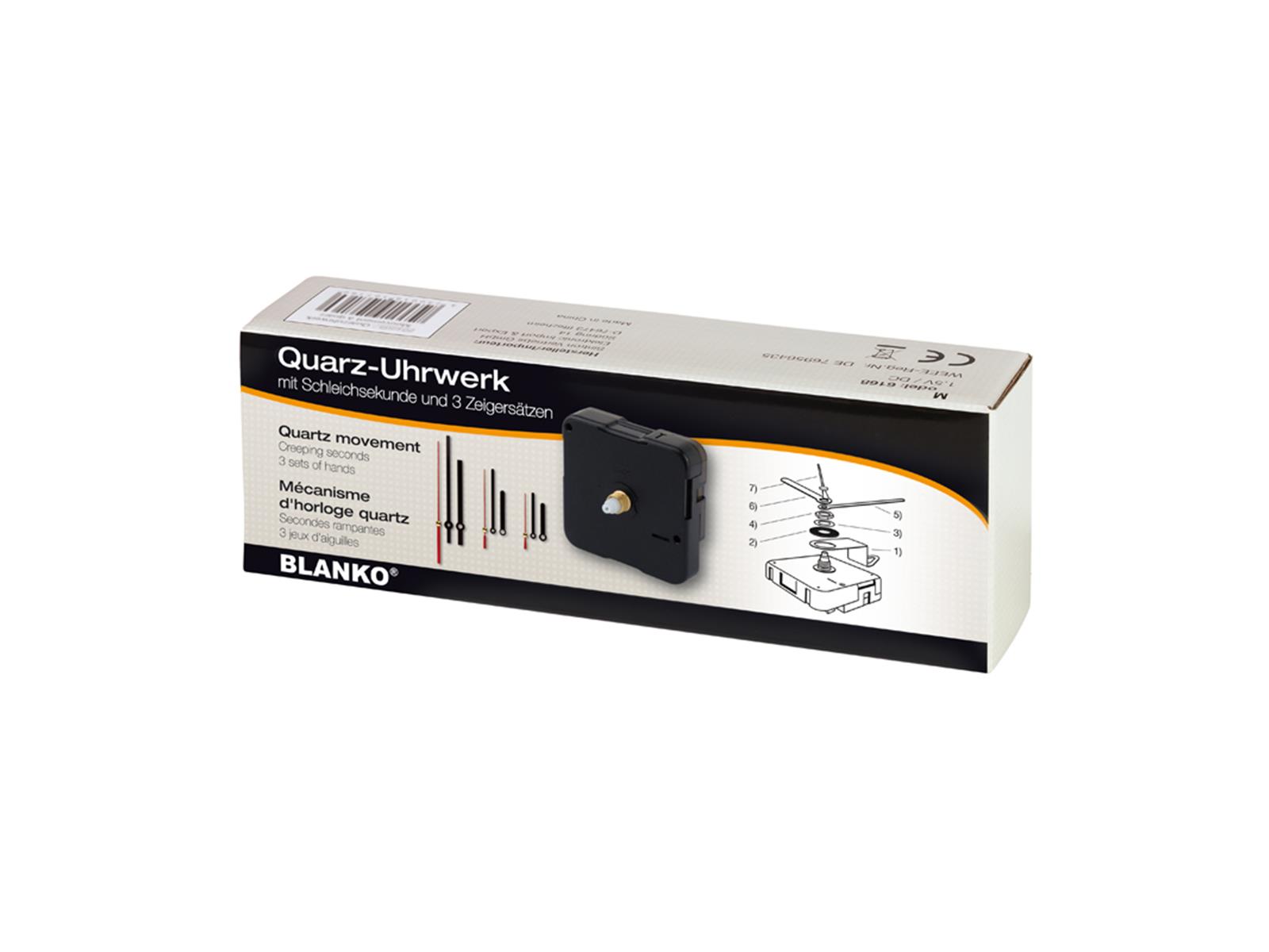 Quarz-Uhrwerk mit 3 Zeigersätzen Version Schleichsekunde BLANKO