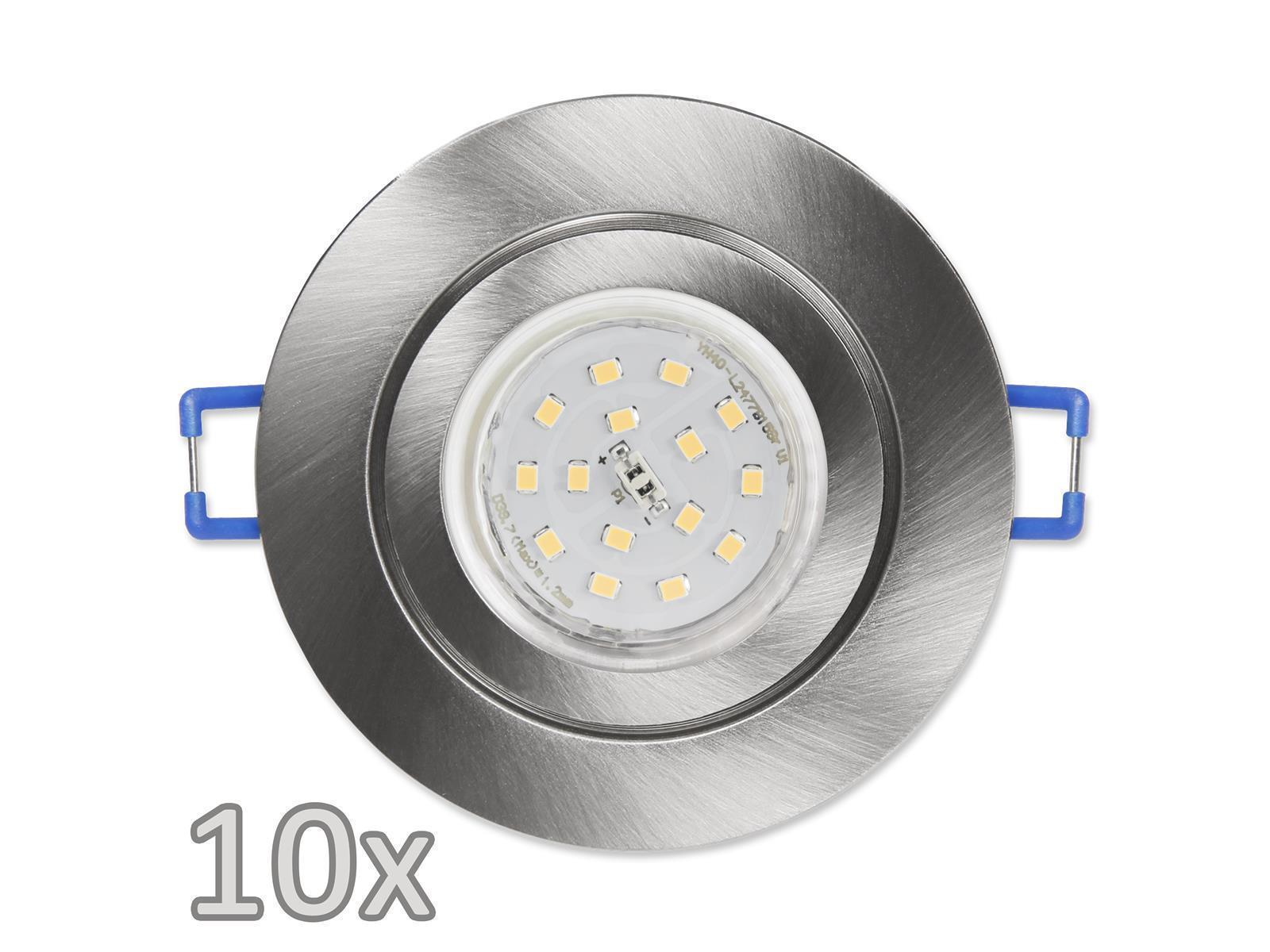 Einbauleuchten-Set McShine, 10xRahmen, 10xLED-Strahler,Edelstahl, 5W,500lm, IP44