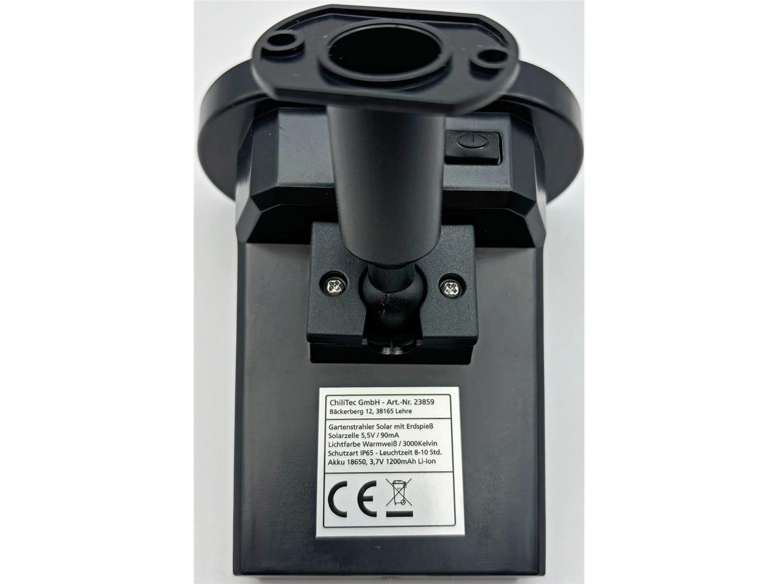 Gartenstrahler Solar mit Erdspieß, 80lm Dämmerungssensor, IP65