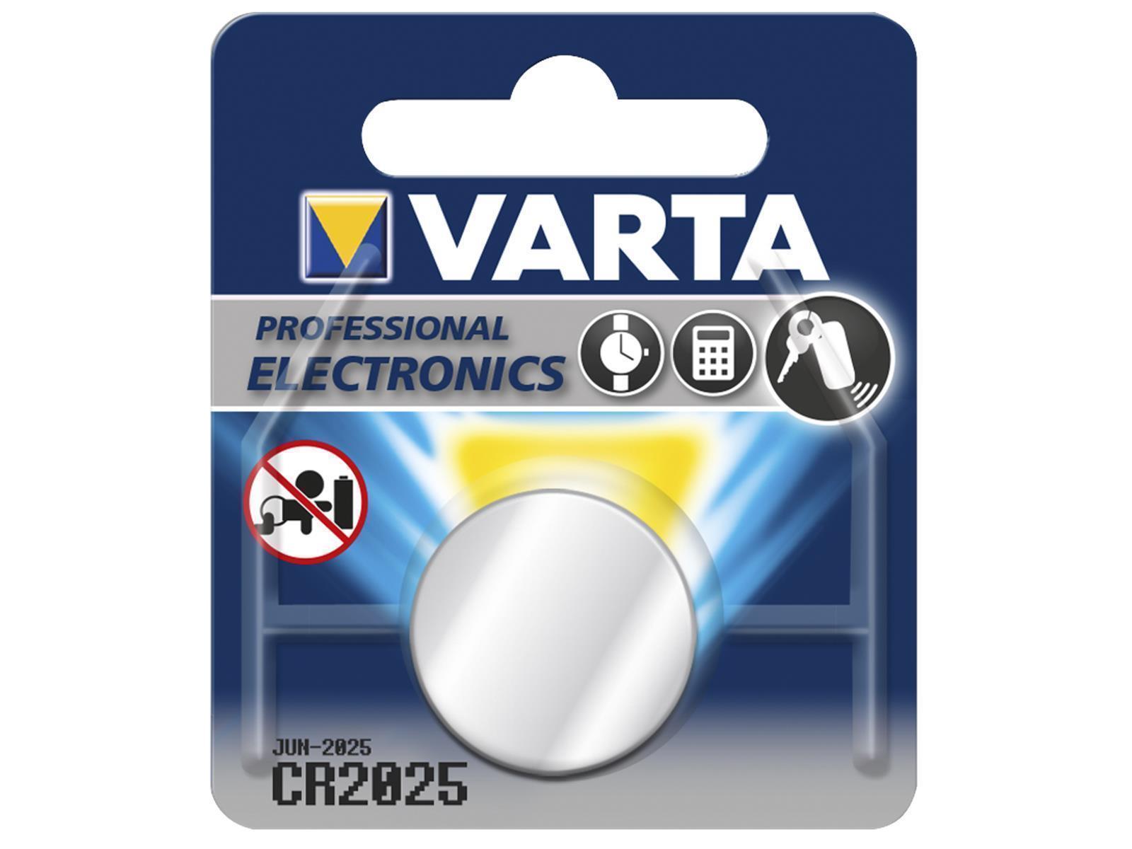 Lithium-Knopfzelle VARTA CR 2025, 170mAh, 3V, 1er-Blister