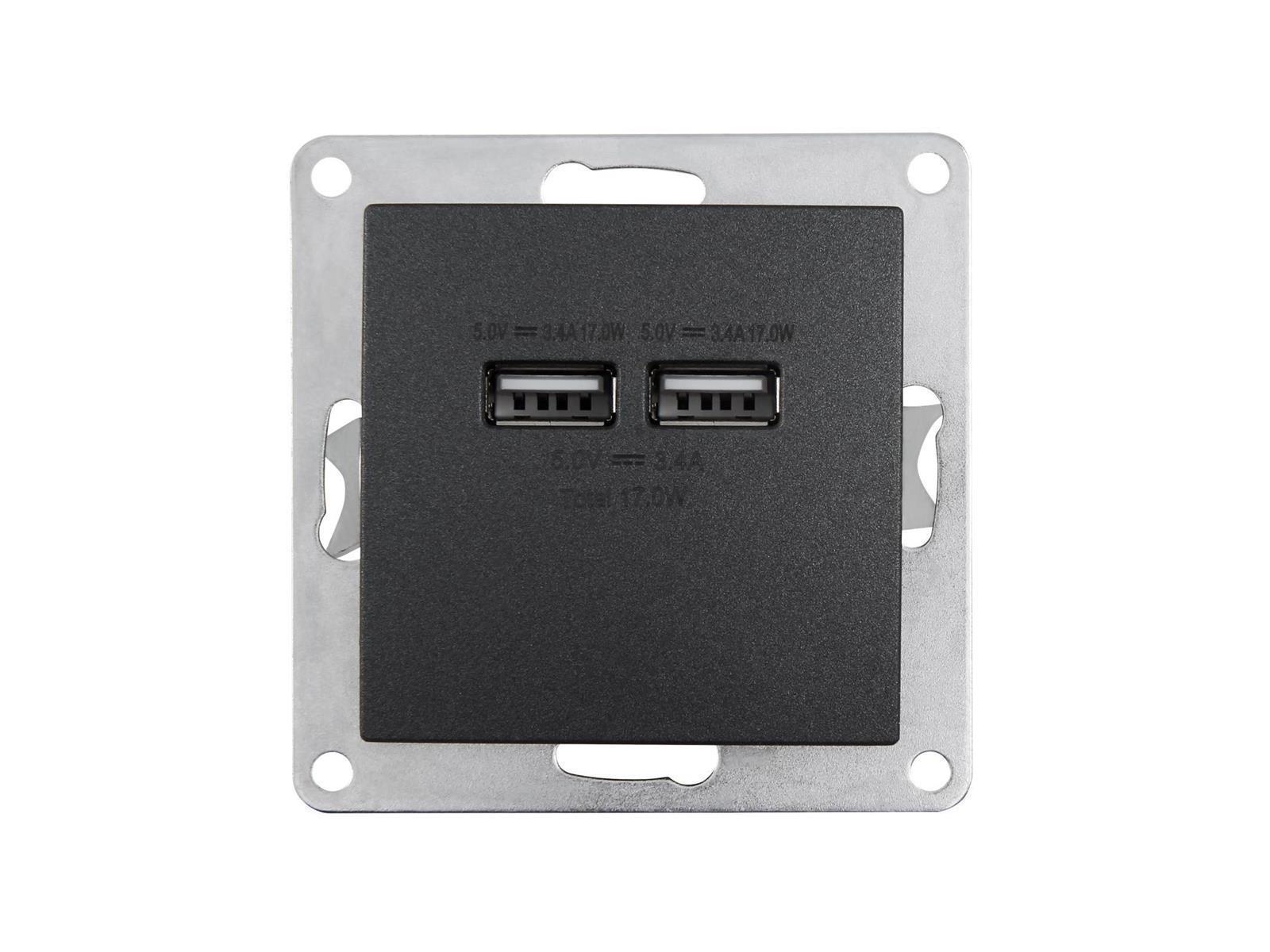 USB-Ladedose McPower ''Flair'', 2-fach, 5V / 3,4A, UP, anthrazit