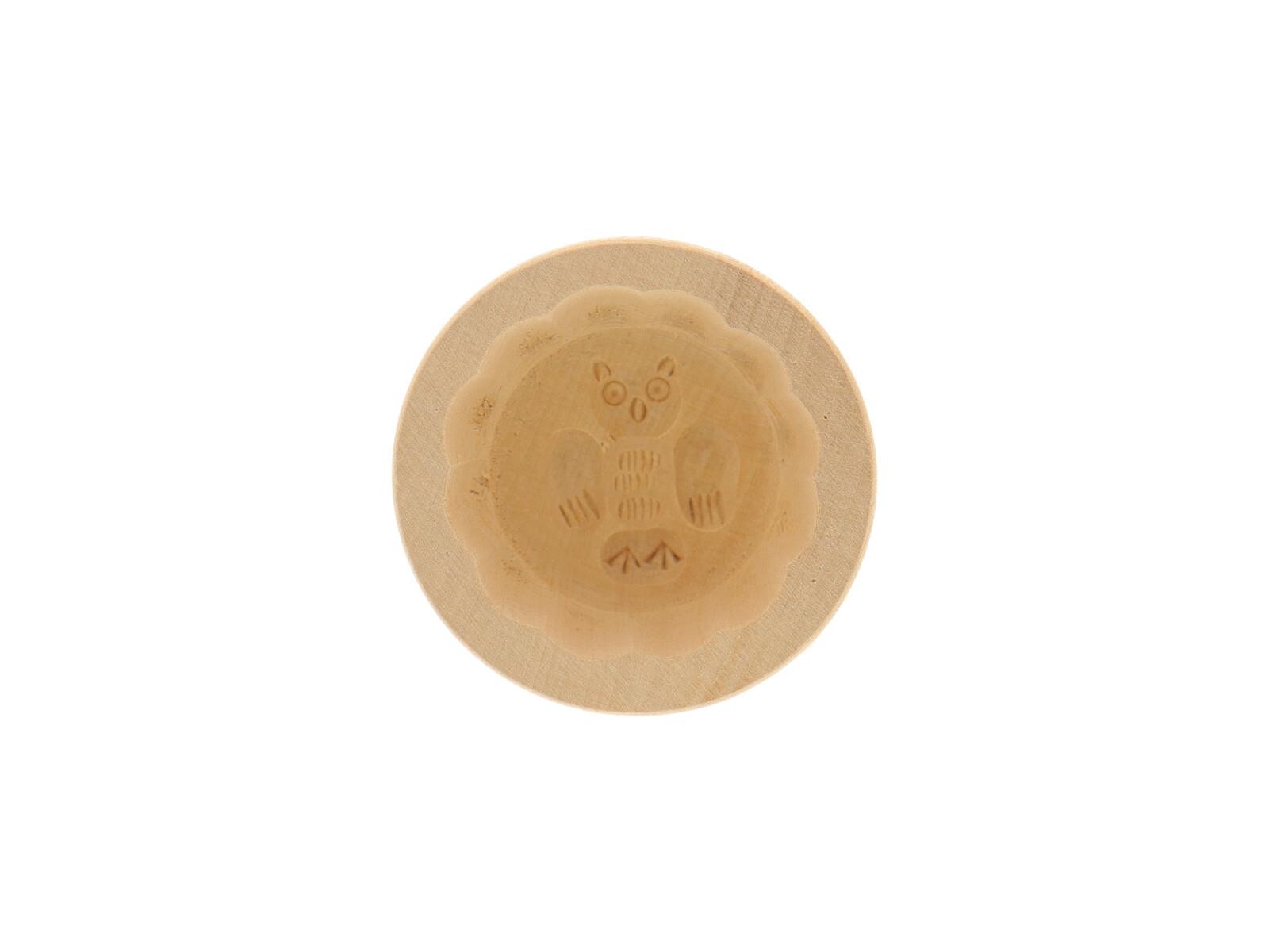 Butterform, rund, 15 Gramm, Eule aus Holz 6 cm