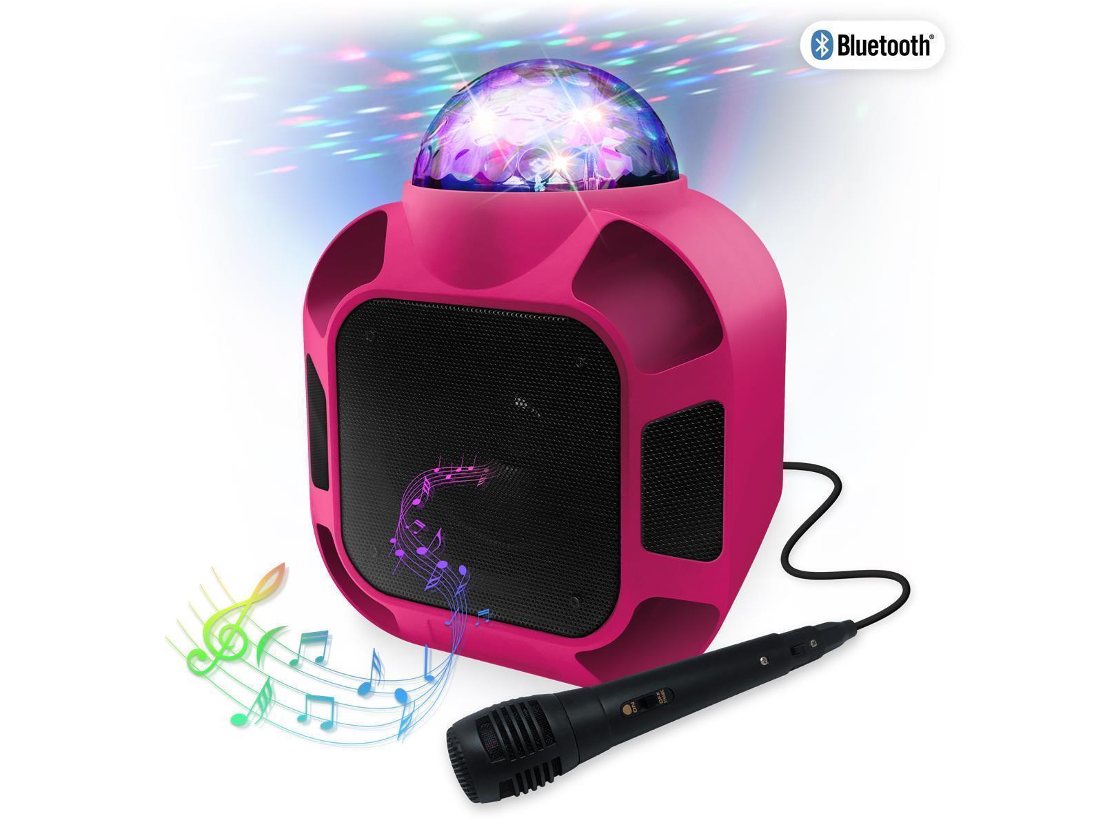 Bluetooth Karaoke- Lautsprecher, mit Mikrofon,12000mAh Akku, Mini USB, AUX, Pink
