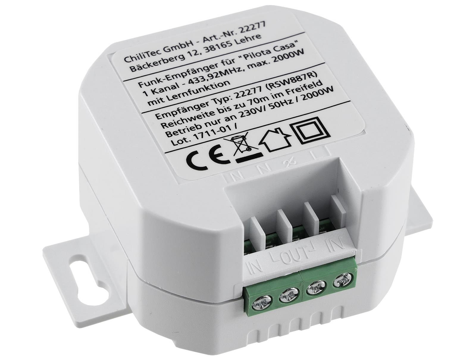 Funk-Empfänger für "Pilota Casa" 1-Kanalmax. 2000W, ERSETZT einen Schalter
