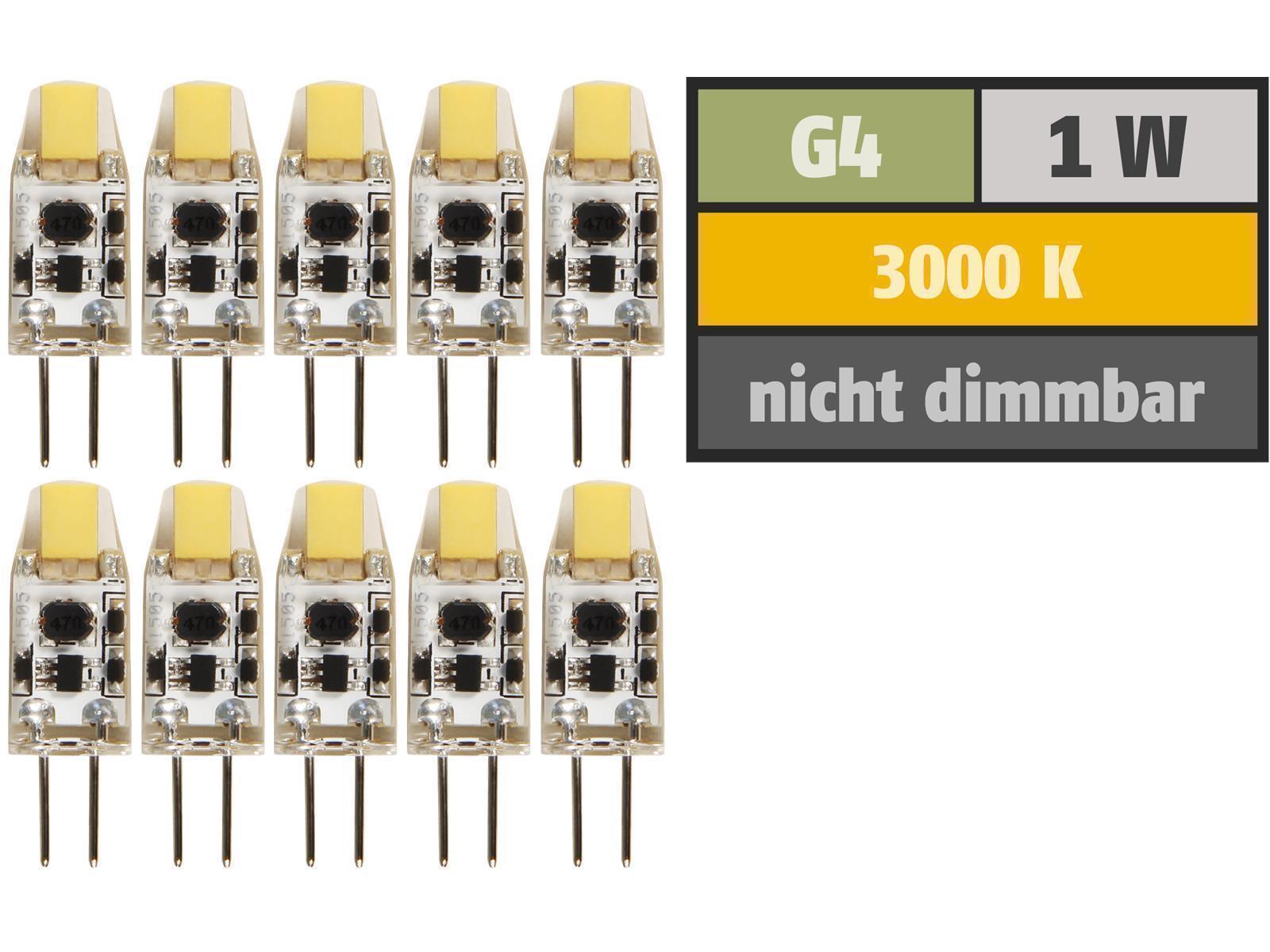 LED-Stiftsockellampe McShine ''Silicia COB'', G4, 1W, 110lm, warmweiß, 10er-Pack