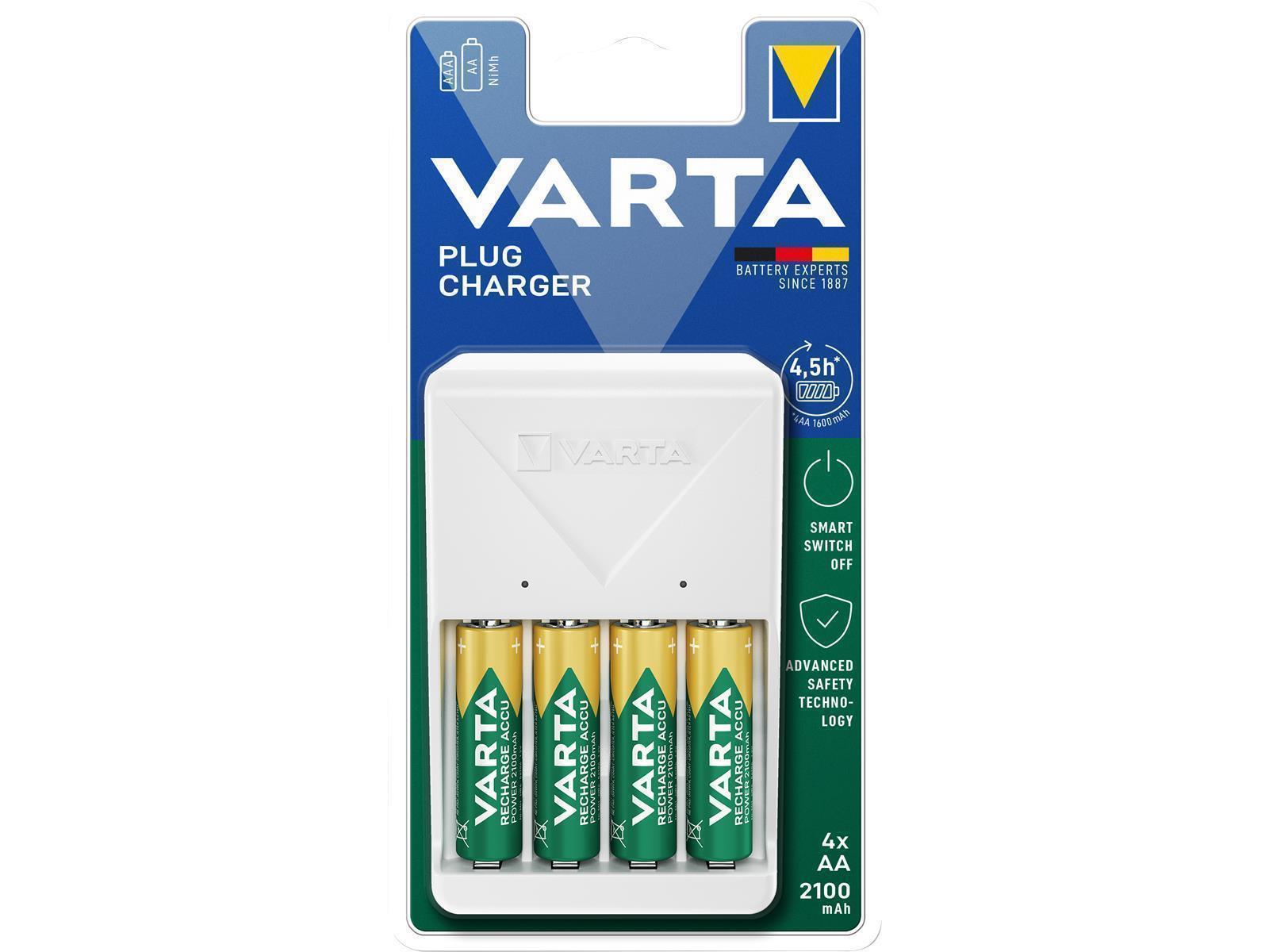 Universal-Ladegerät VARTA, inkl. 4x Mignon Akku Typ AA, NiMH Akku, 2100mAh