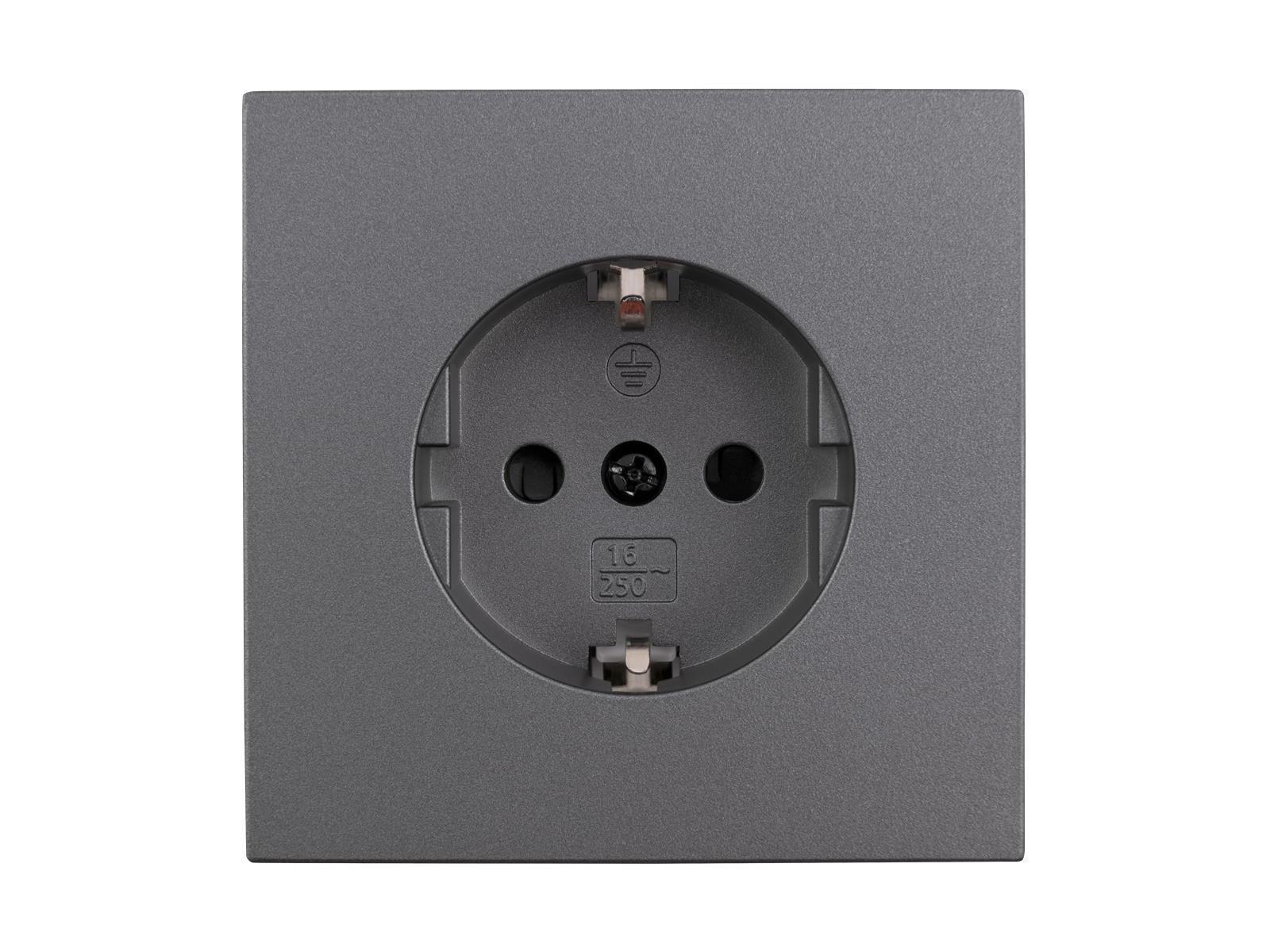 Schutzkontakt-Steckdose McPower ''Shallow'' 250V~/16A, Klemmanschluss, anthrazit