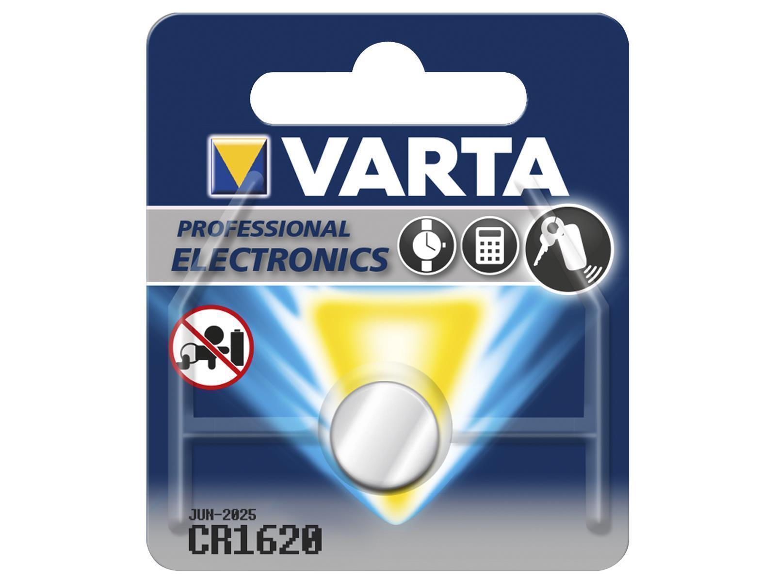 Lithium-Knopfzelle VARTA CR 1620, 70mAh, 3V, 1er-Blister