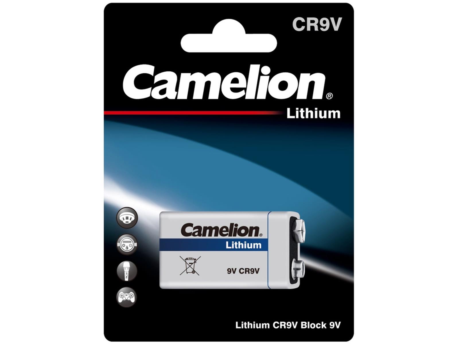 9V-Block-Batterie CAMELION Lithium1200mAh, ideal für Rauchwarnmelder