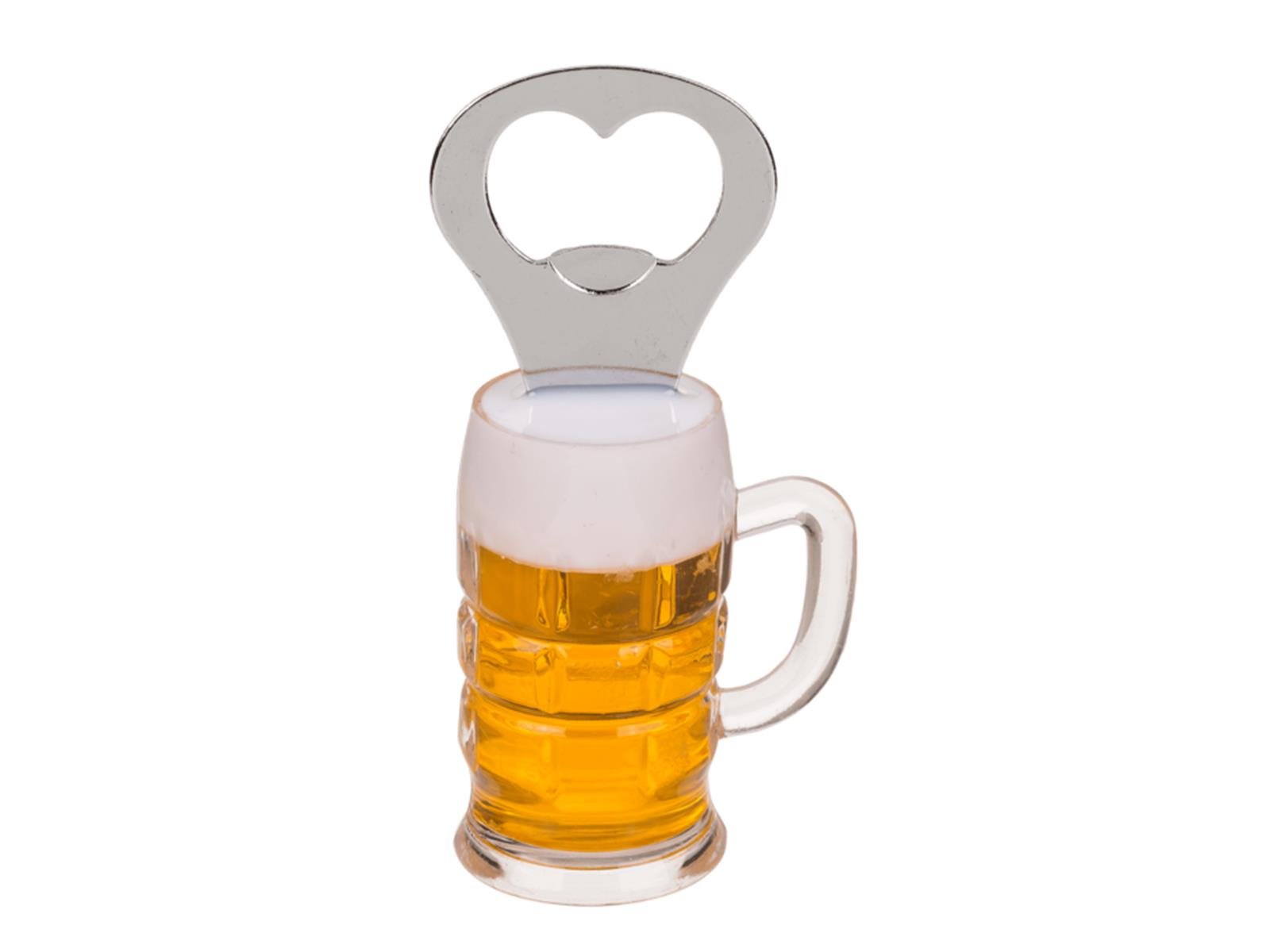 Metall-Flaschenöffner, Bierglas mit Magnet