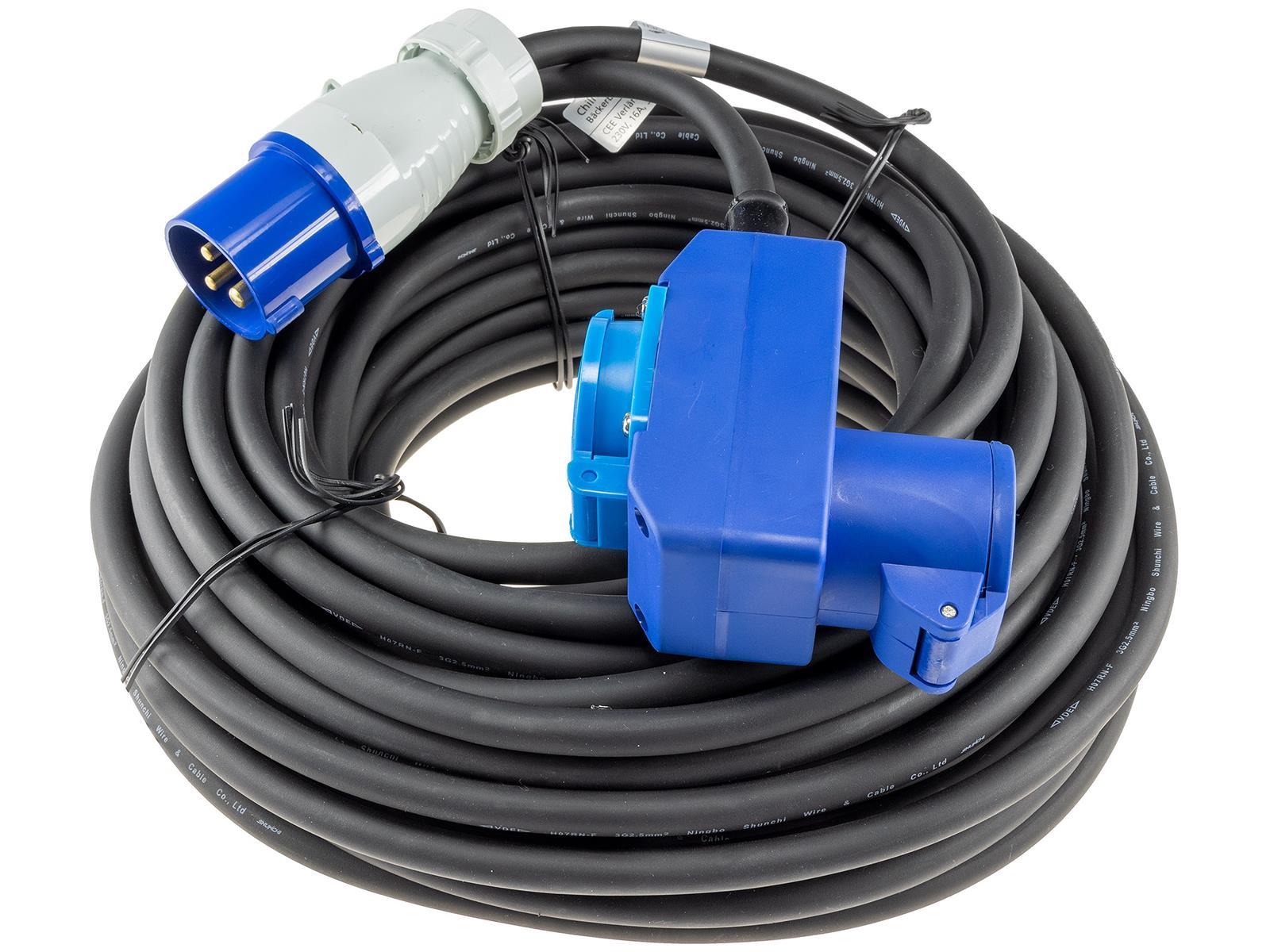 CEE Verlängerungskabel 25m H07RNF 3G2,5für Camping, Wohnwagen, Winkelkupplung