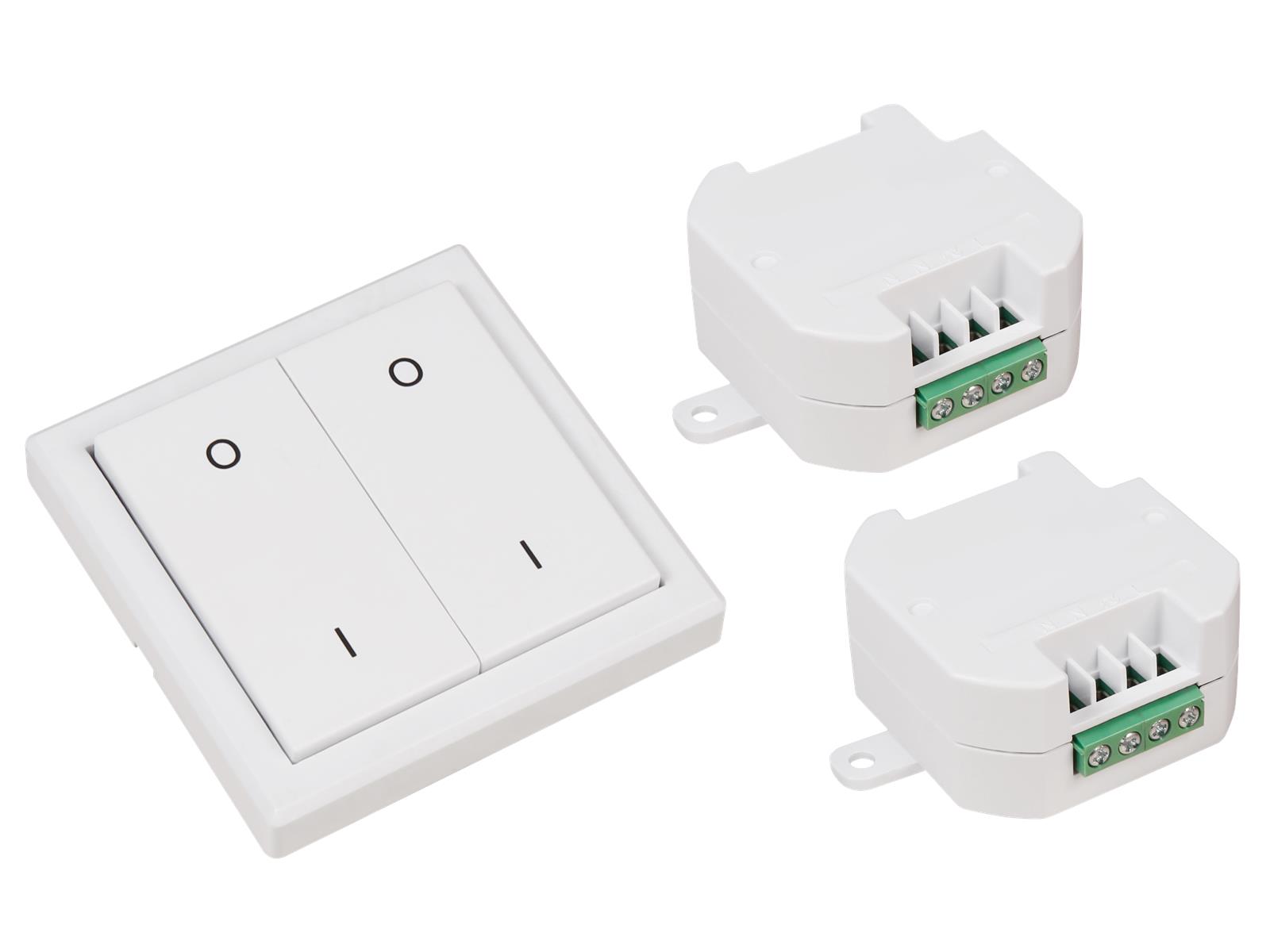 Funk-Schalter Set McPower ''Comfort'' 2 Empfänger + Wandtaster, max. 2000W