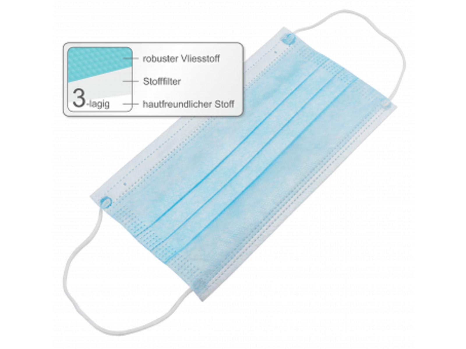 Mund-Nase-Schutzmaske, 50er-Pack, Nasenbügel