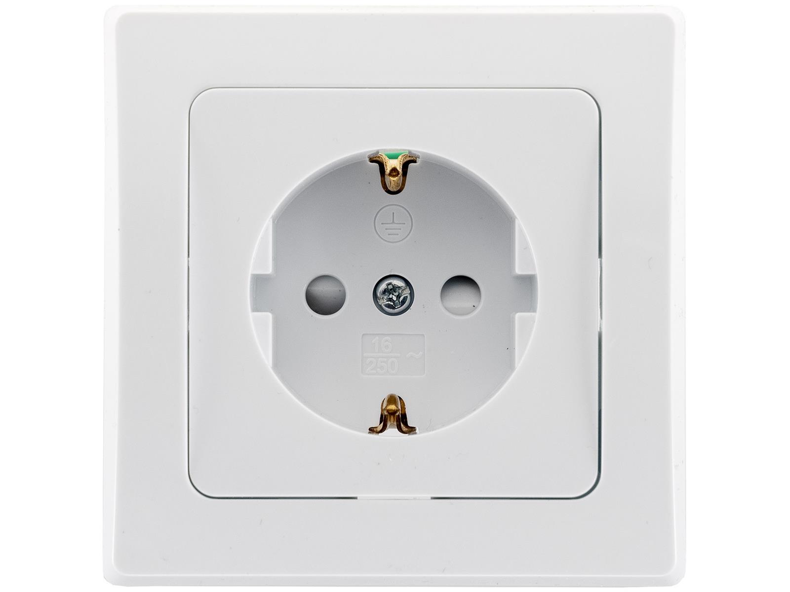 DELPHI Schutzkontakt Steckdose, UP, weiß 250V 16A, inkl. Rahmen, Steckanschluss