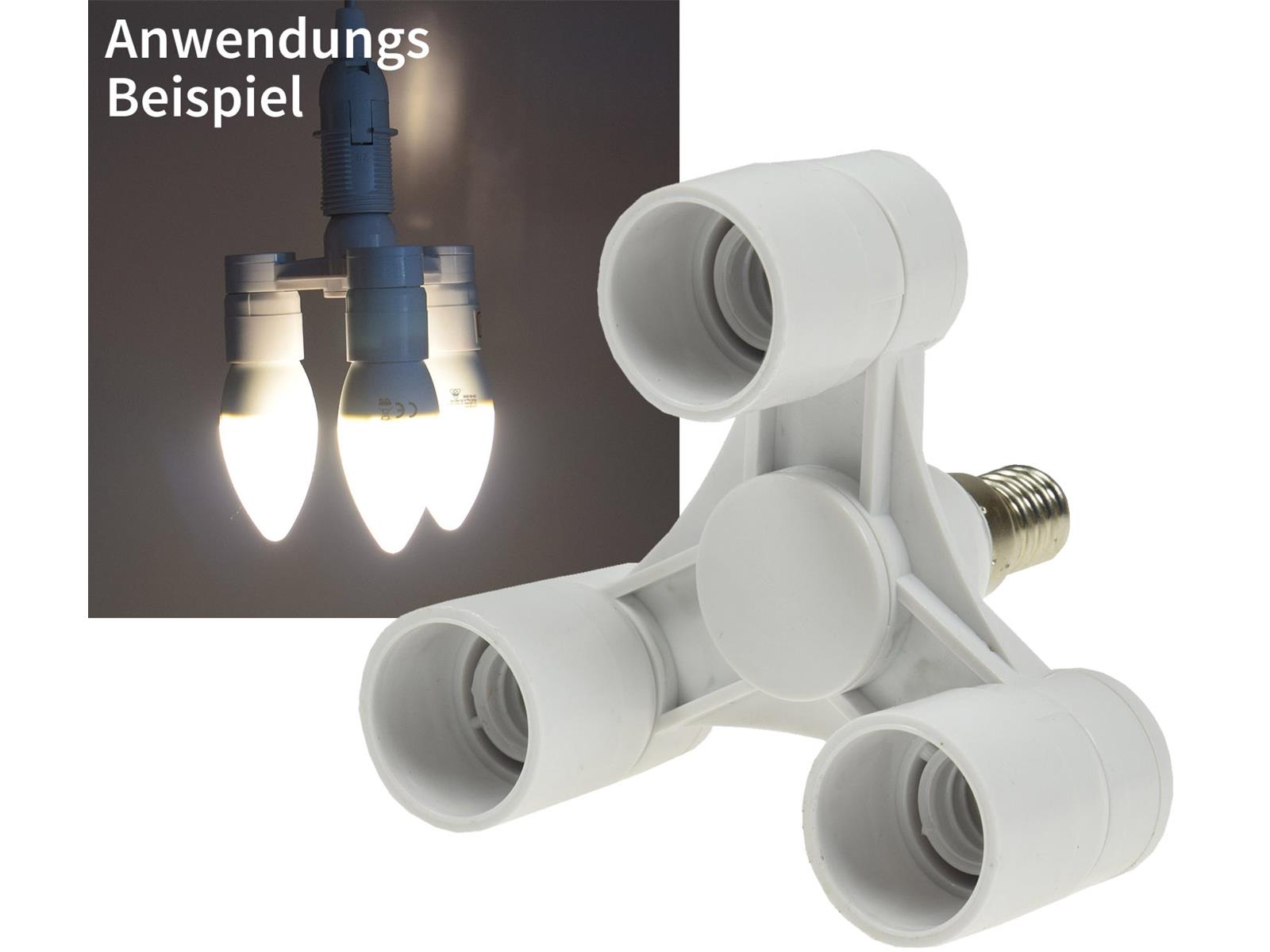 E14-Fassung "Triple", 3-fach Adapter auf 3x E14-Schraubfassungen