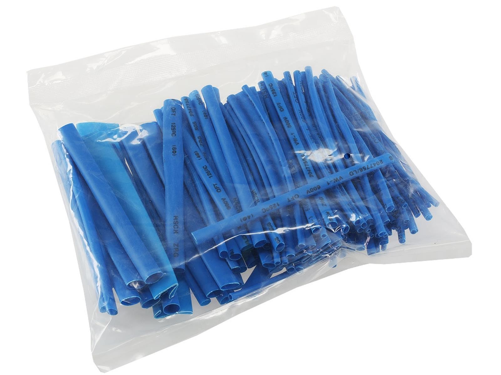 Schrumpfschlauch-Sortiment, 100-teilig in Sortimentstüte, blau