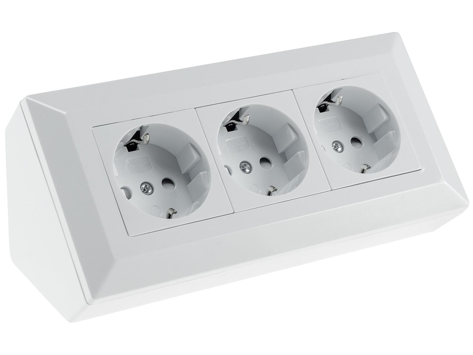 3-fach Steckdosenblock, weiß 250V~/ 16A, Aufbaumontage