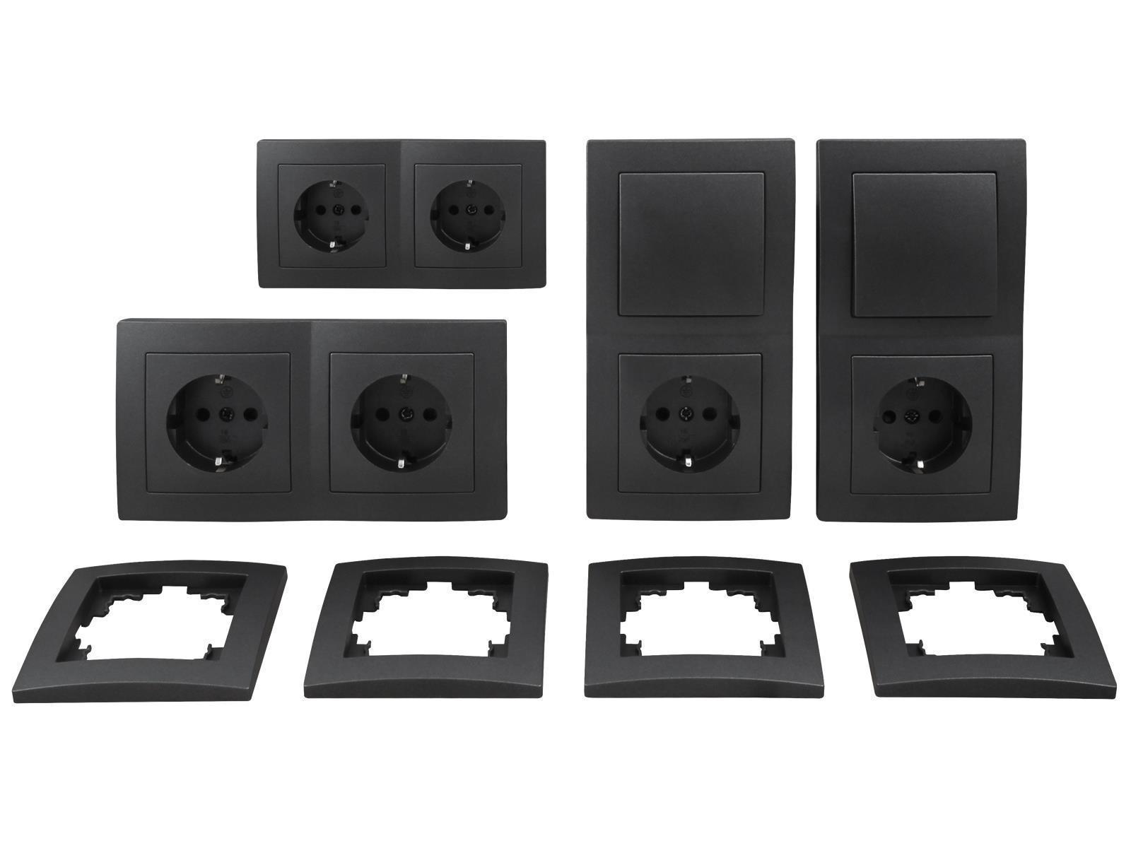Schalter und Steckdosen Set McPower Flair ''Starter'' 16-teilig, anthrazit