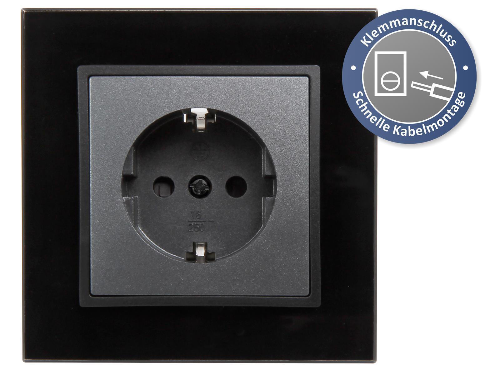 Schutzkontakt-Steckdose McPower ''Flair'', 250V~/16A, Klemmanschluss, anthrazit