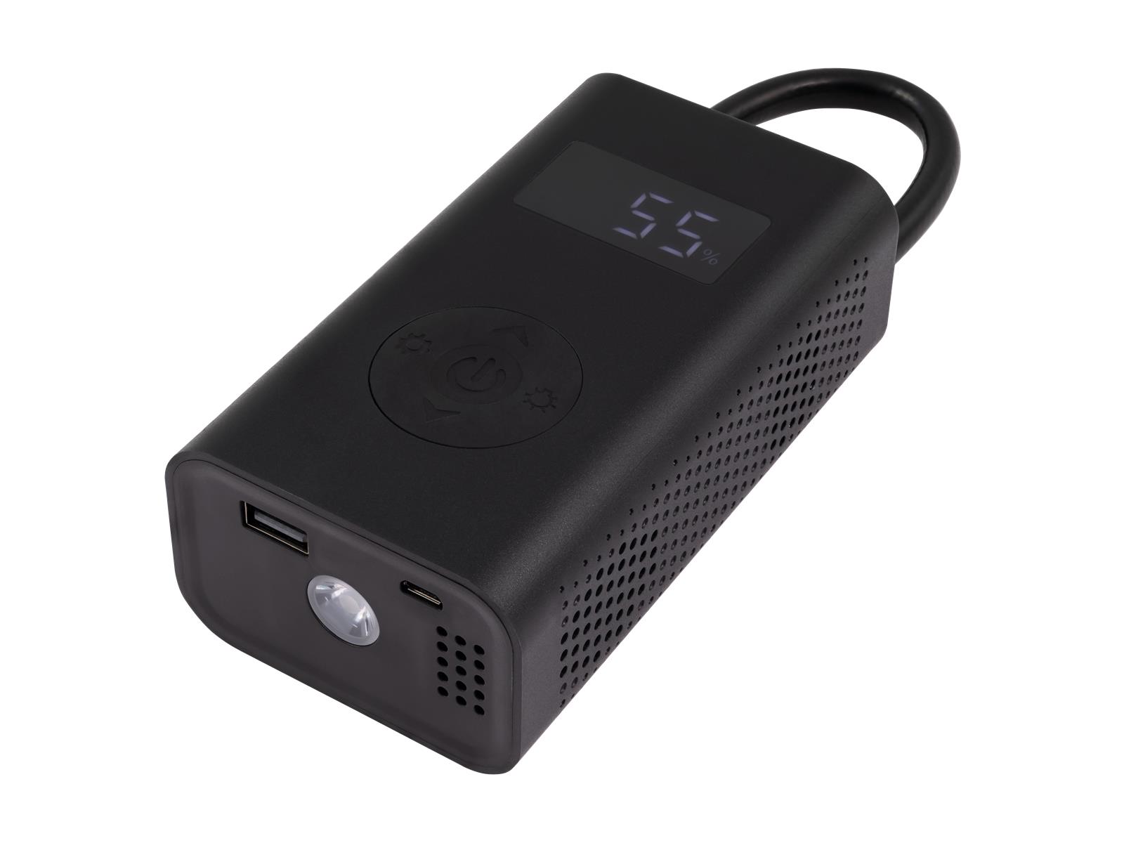 Mobiler Luftkompressor mit LED-Taschenlampe, 1x USB-A