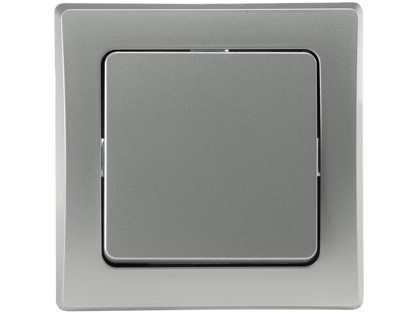 DELPHI Wechsel-Schalter 250V~/ 10A, inkl. Rahmen, UP, silber