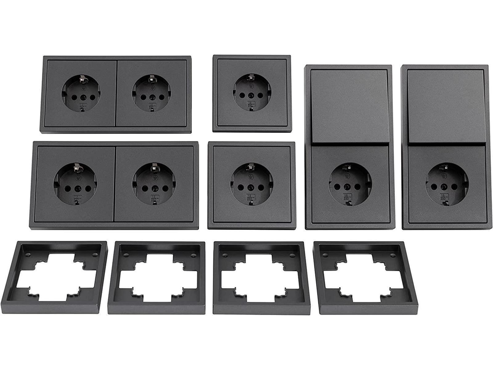 Schalter und Steckdosen Set McPower Shallow ''Standard'' 20-teilig, anthrazit