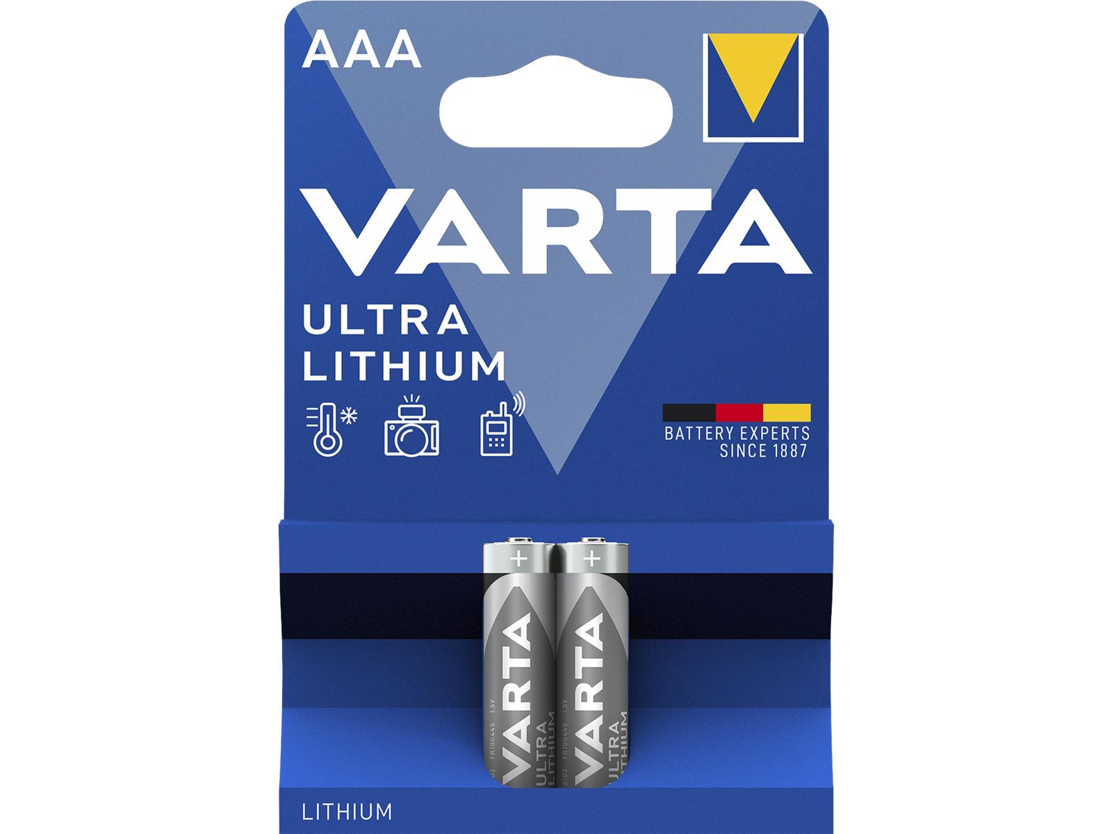 Micro-Batterie VARTA Professional Lithium, Typ AAA/6103, 2er-Blister