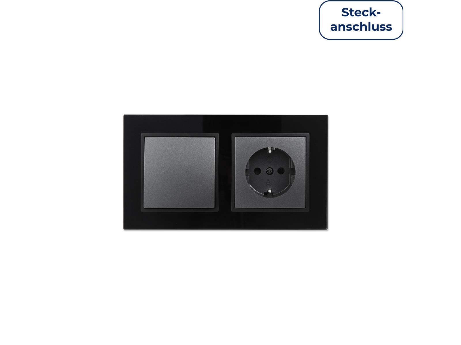 Schalter und Steckdosen Set McPower Flair ''Tür 2-fach-Style Profi'' Glasrahmen