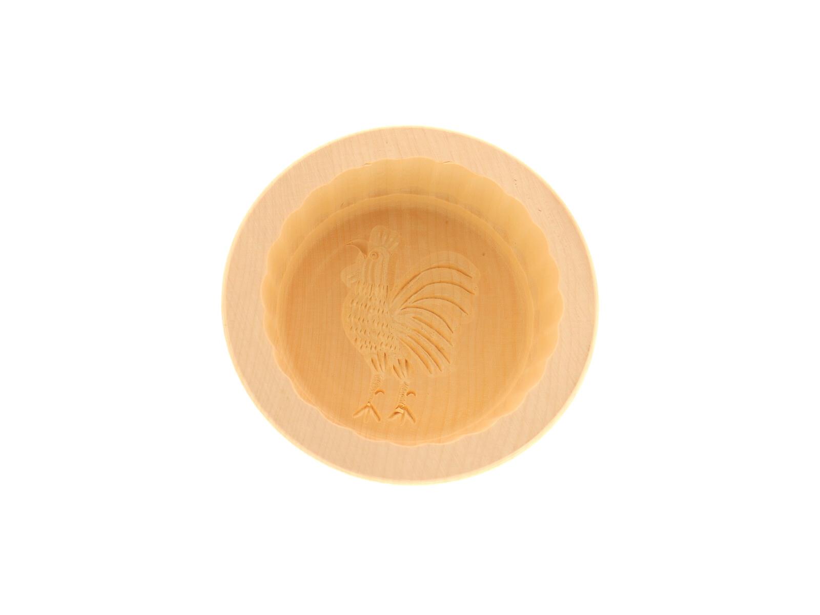 Butterform, rund, 250 Gramm, Hahn aus Holz 11 cm