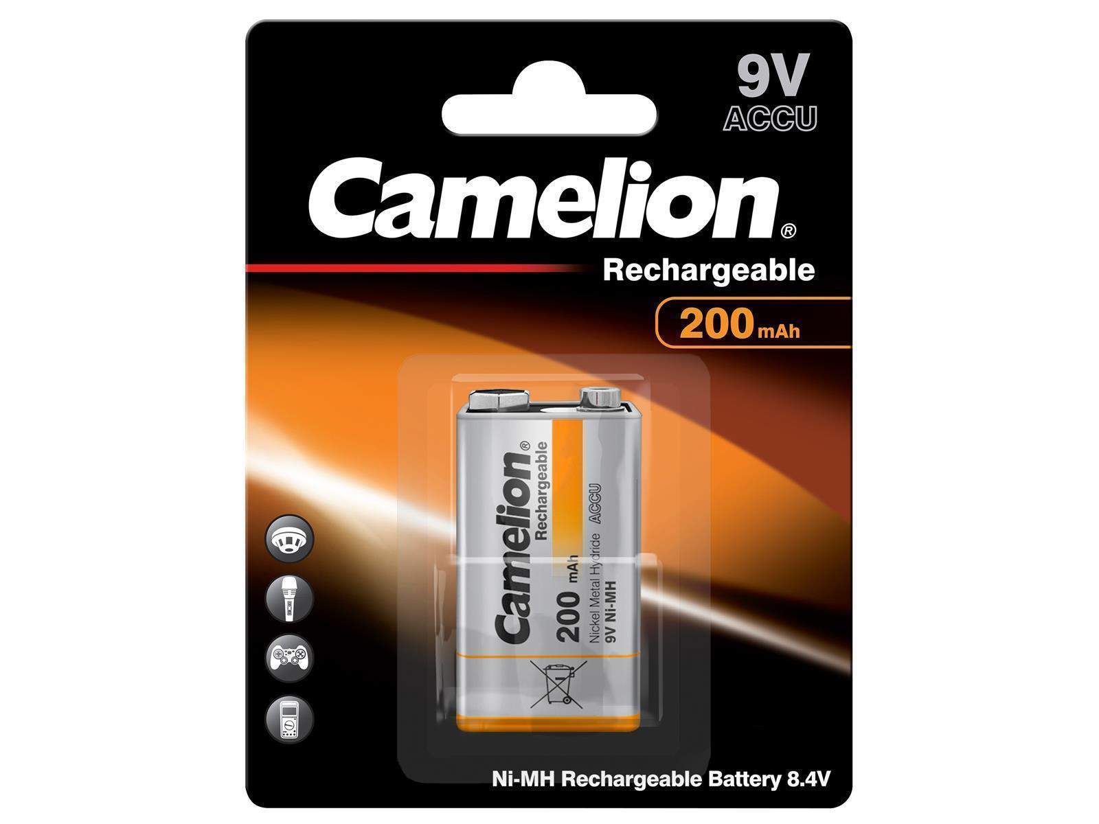 Block-Akku CAMELION, 200mAh, Typ 9V Block, NiMH, 1er-Blister