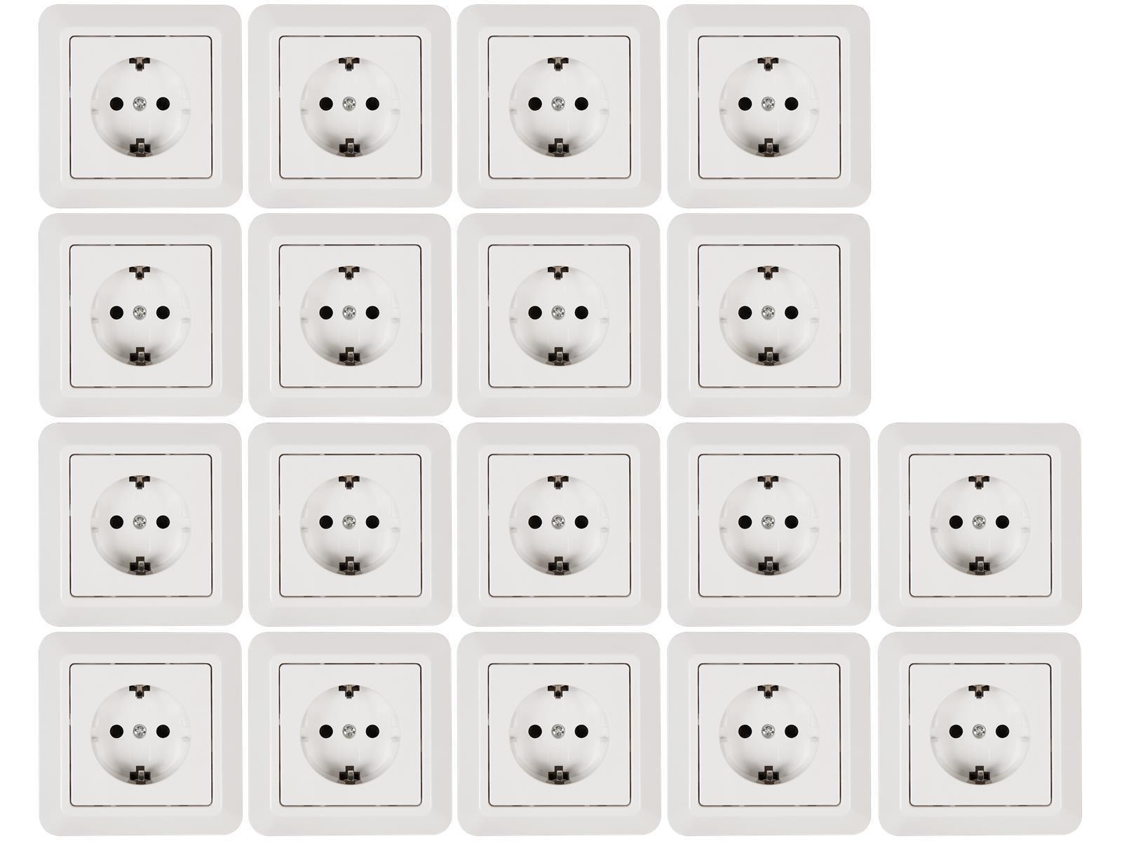Schutzkontakt-Steckdose McPower ''Cup'' Einsteckschutz, 18er-Pack, inkl. Rahmen