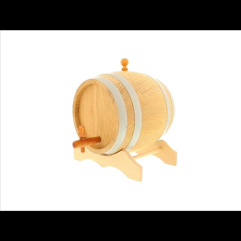 Kleines Eichenfass, 2 Liter, Weinfass, Schnapsfass, Holzfass, inkl, Stopfen, Hahn und Bock aus Holz 21 cm