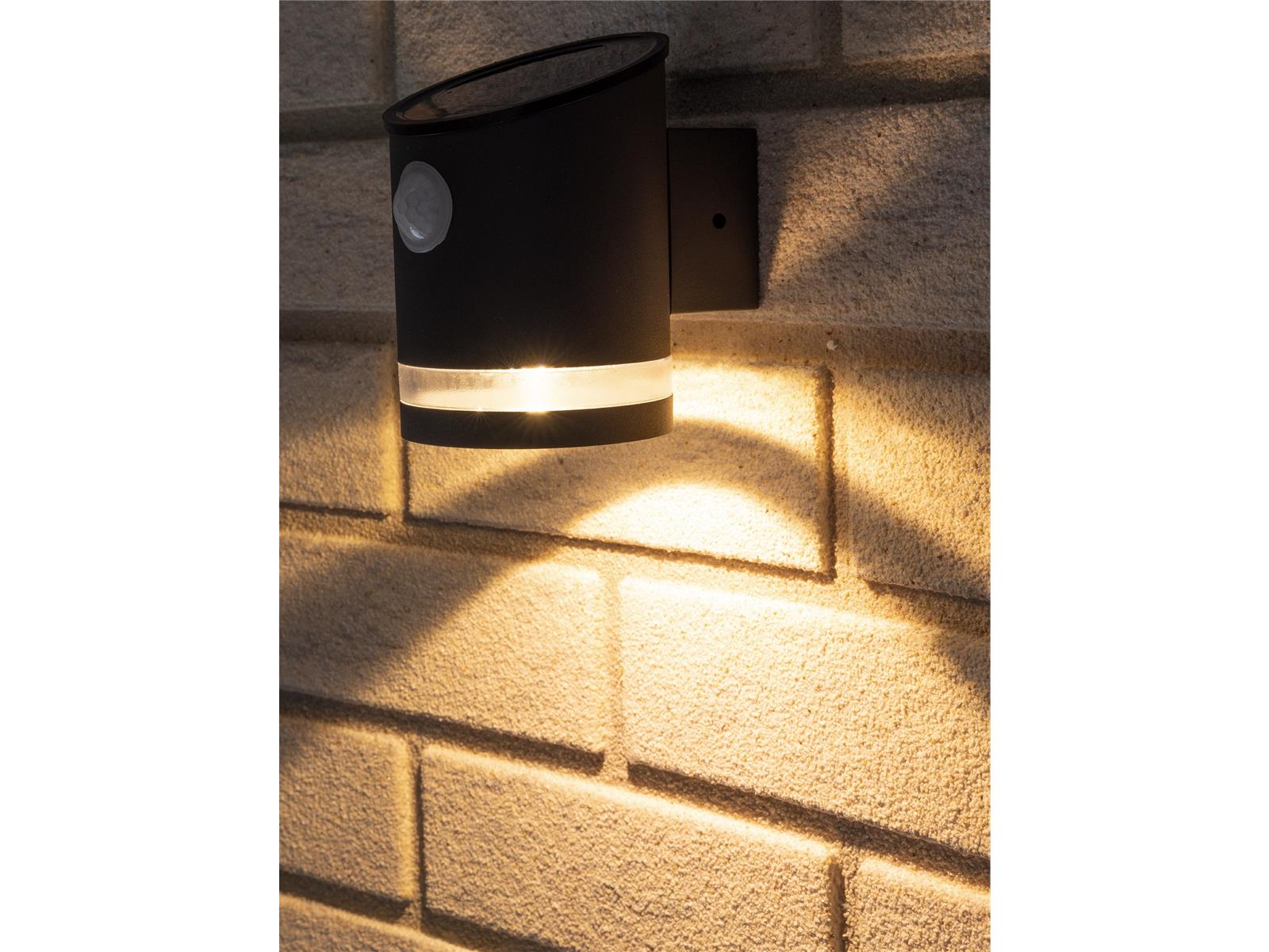 LED Solar Wandleuchte "SWL 119-A" PIR Bewegungsmelder, IP44, anthrazit