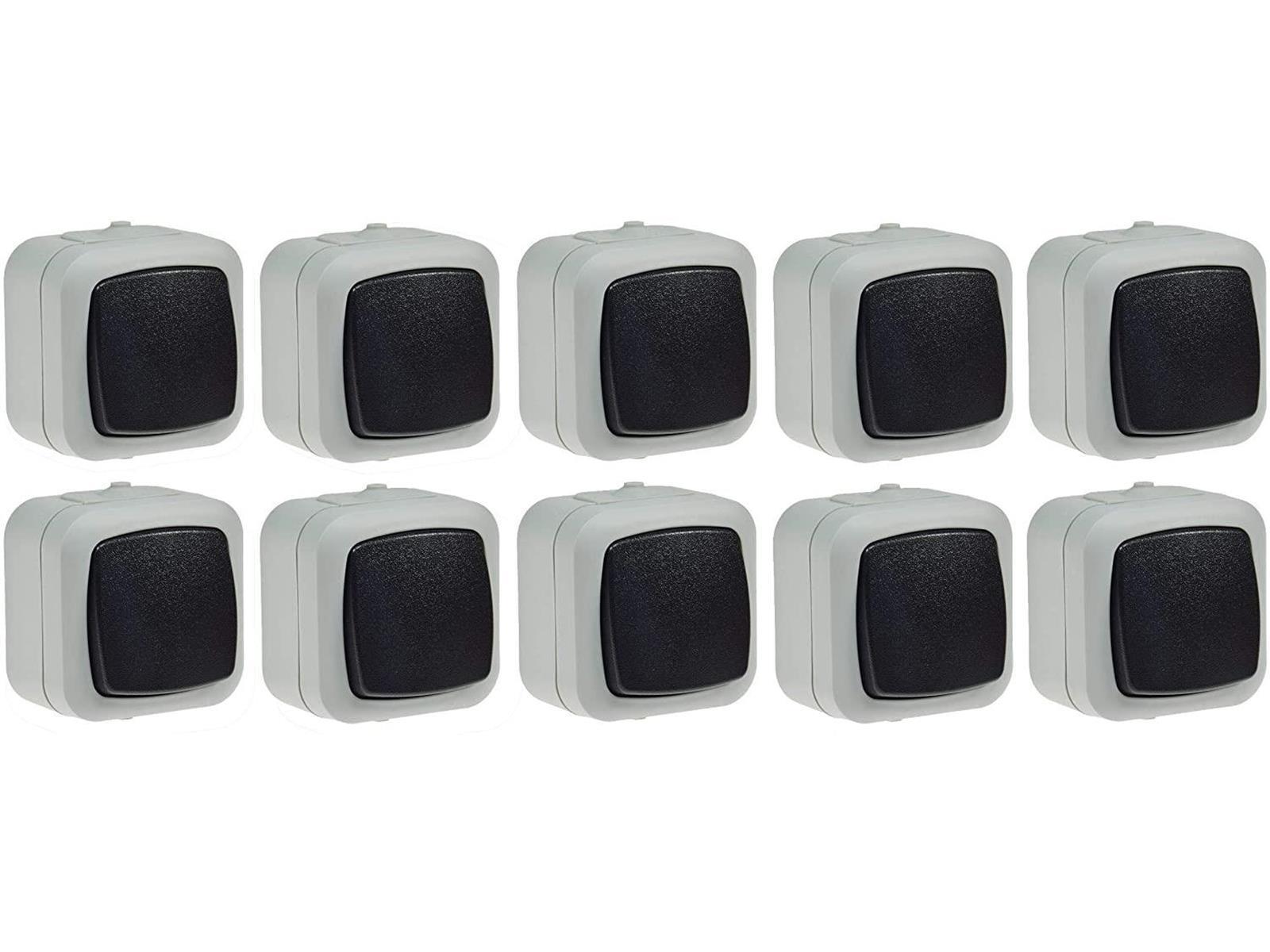 Wechsel Schalter Feuchtraum IP44 Aufputz 250V 10A (10 Stück)